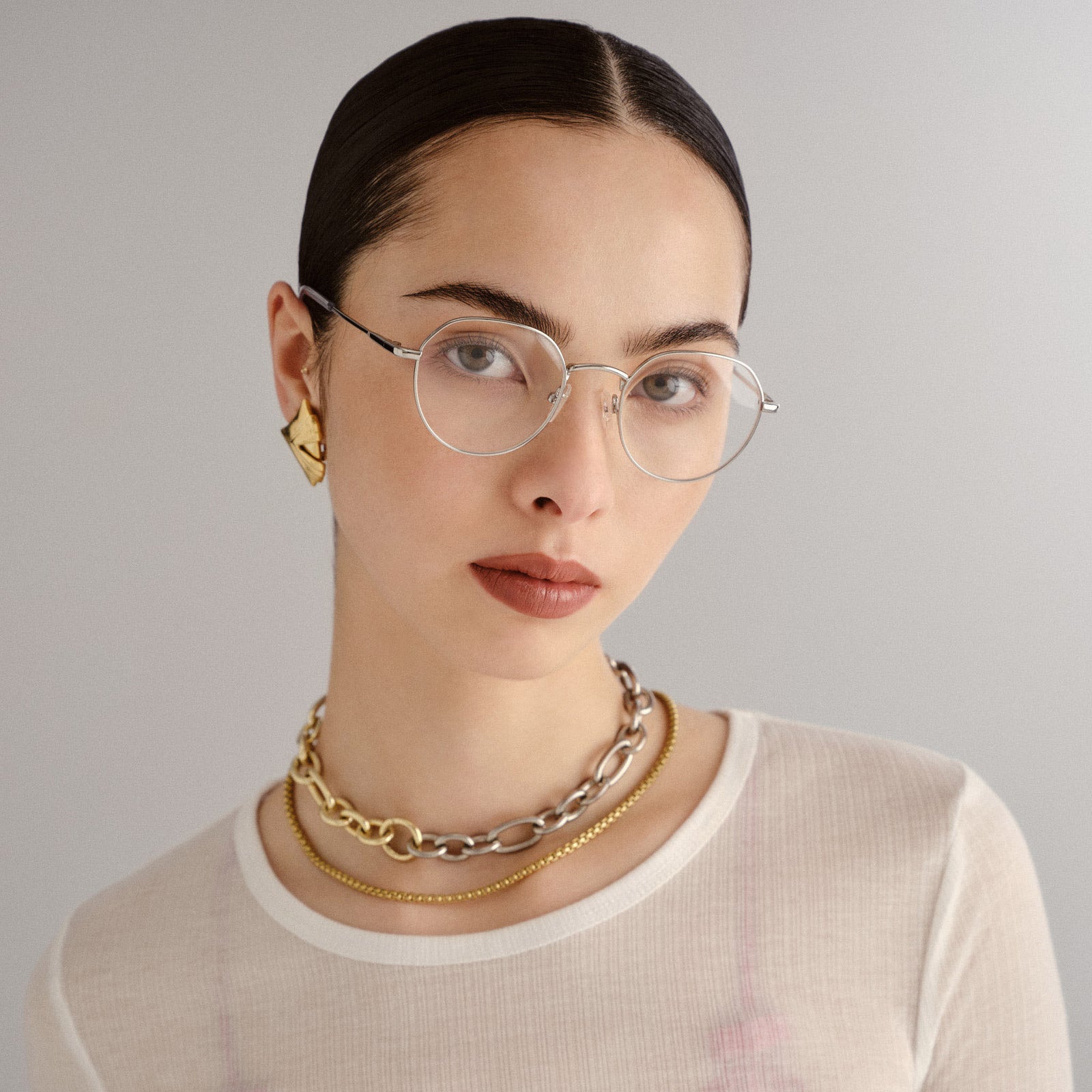 Notoriety Silver Uni-Sex Oval Optical Frames | Le Specs
