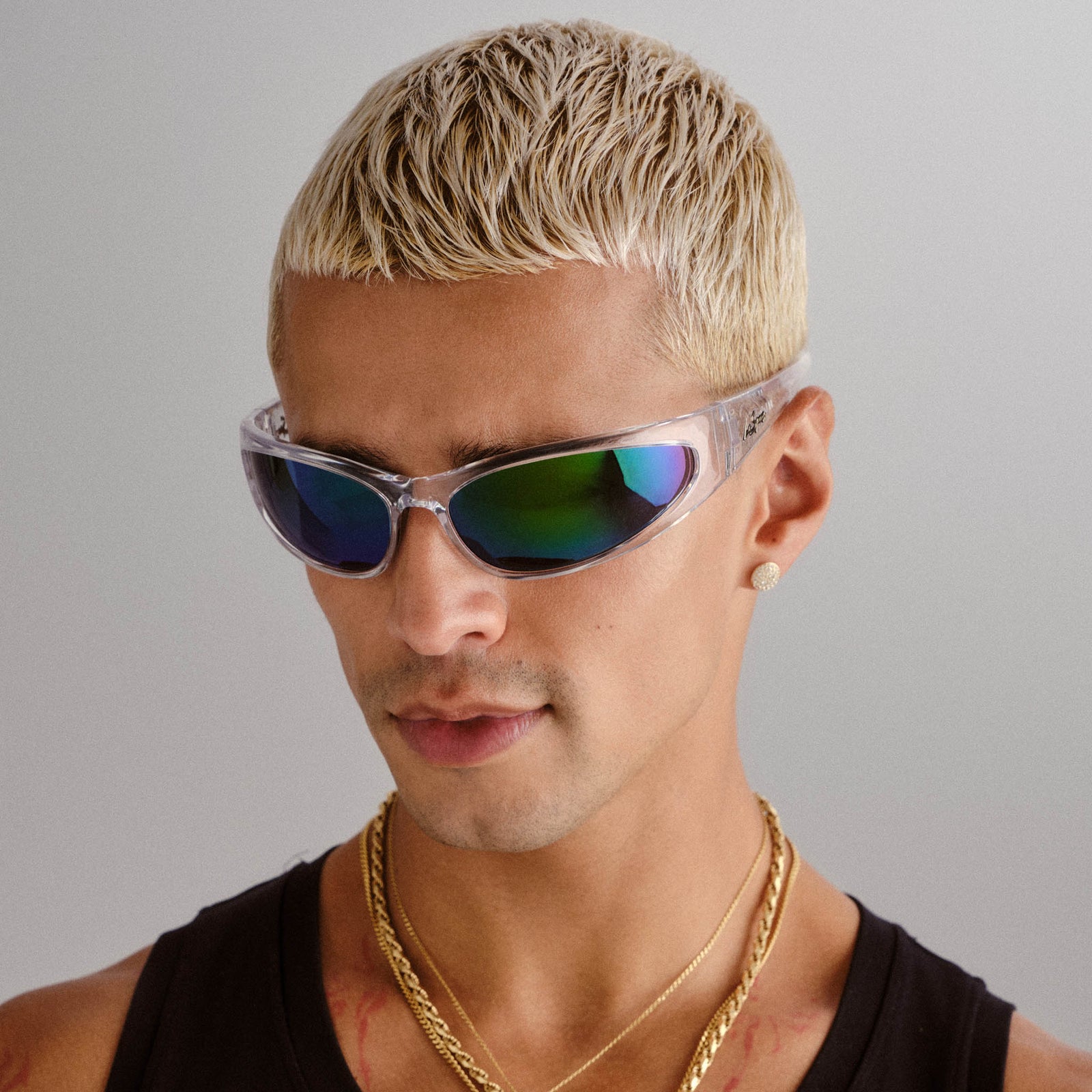 Phishing Crystal Clear Uni-Sex Wrap Sunglasses | Le Specs