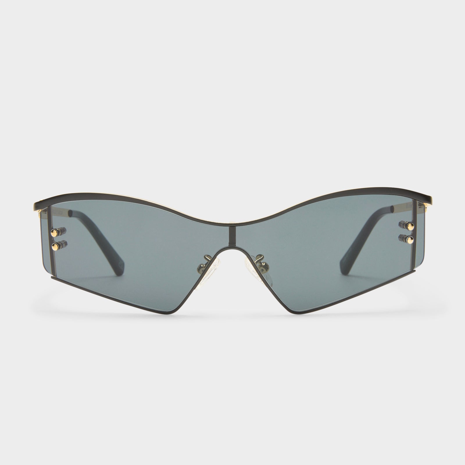 Hyperbole Satin Black Uni-Sex Shield Sunglasses | Le Specs