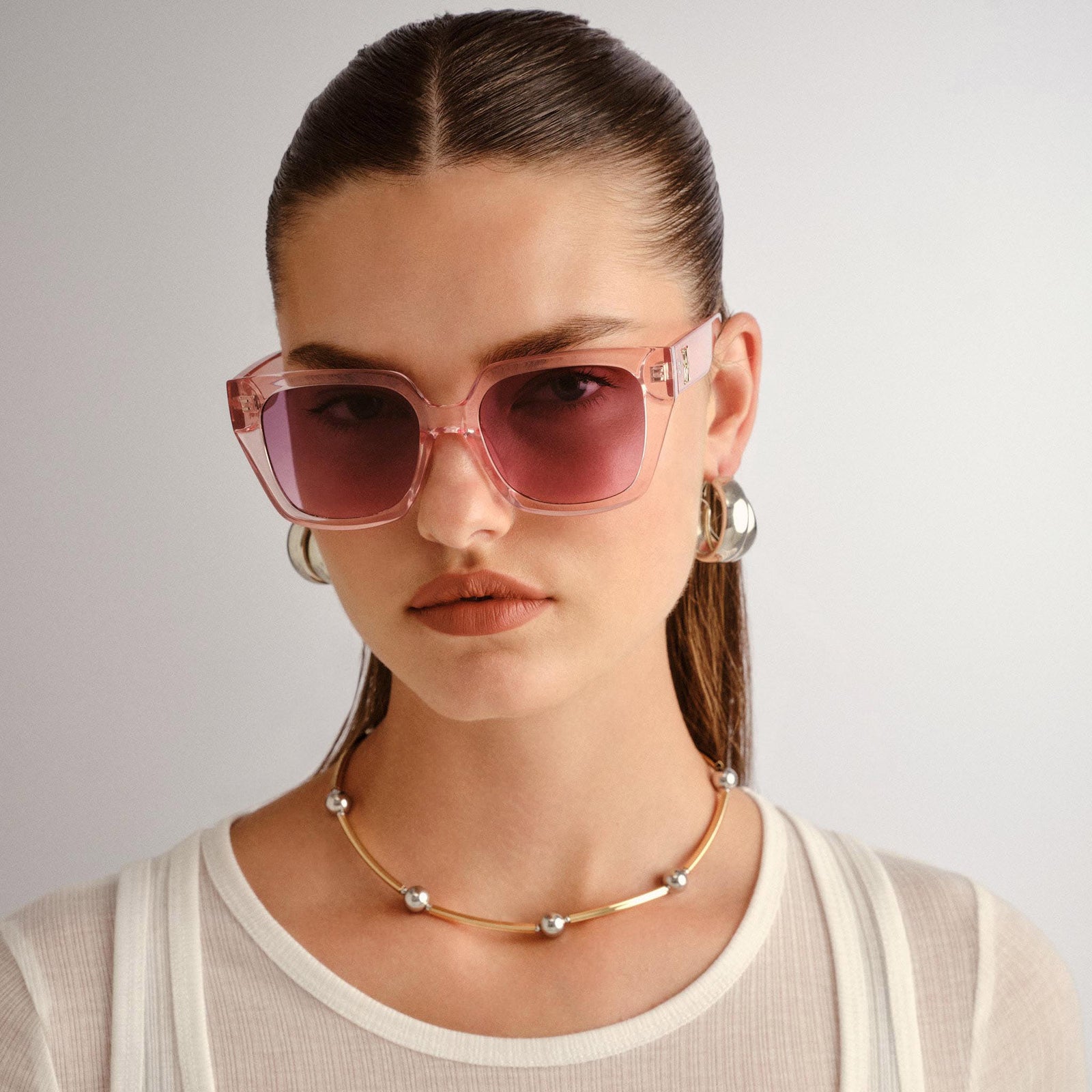The Illusion French Rose Female Square Sunglasses | Le Specs
