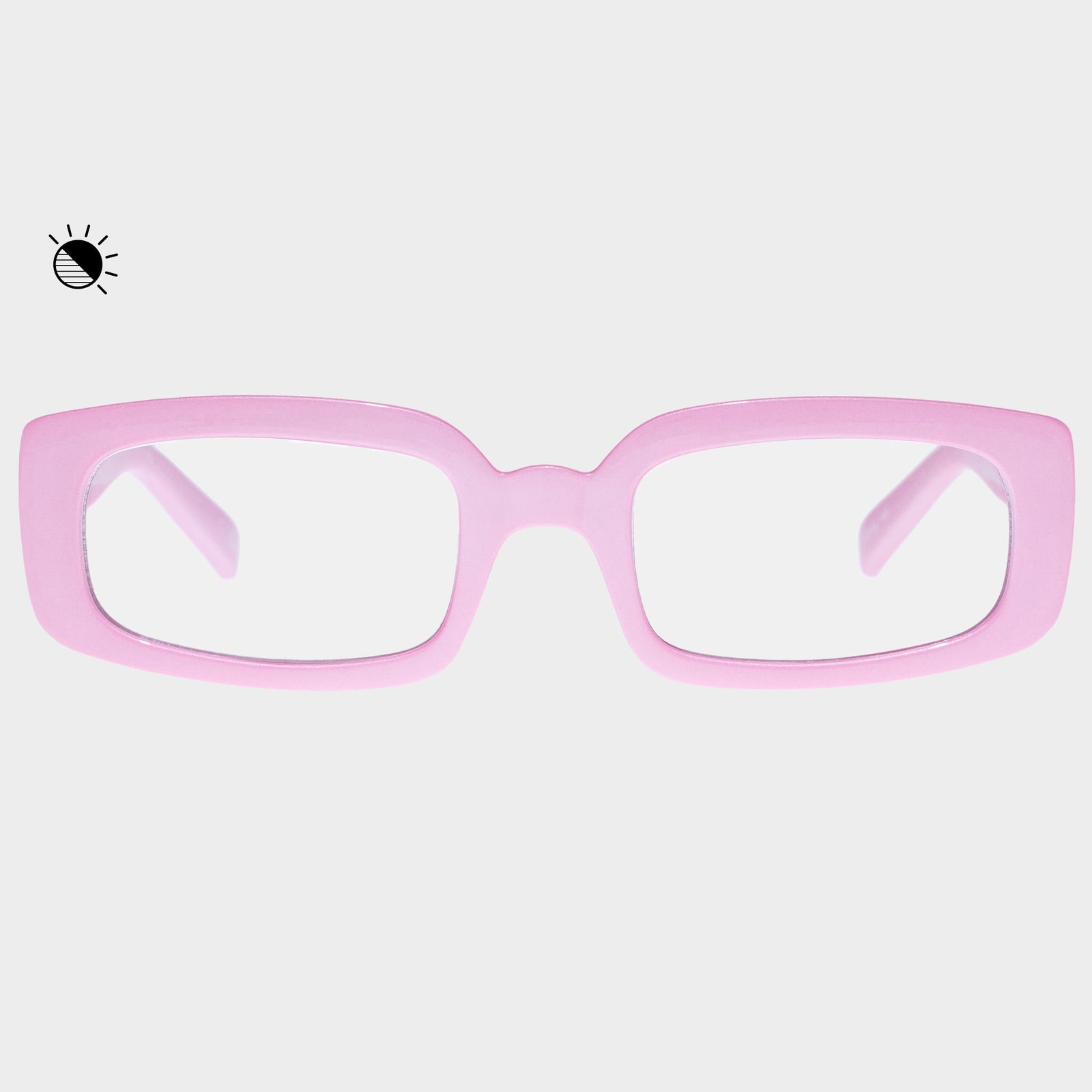 Dynamite Metallic Pink Uni-Sex Rectangle Sunglasses | Le Specs