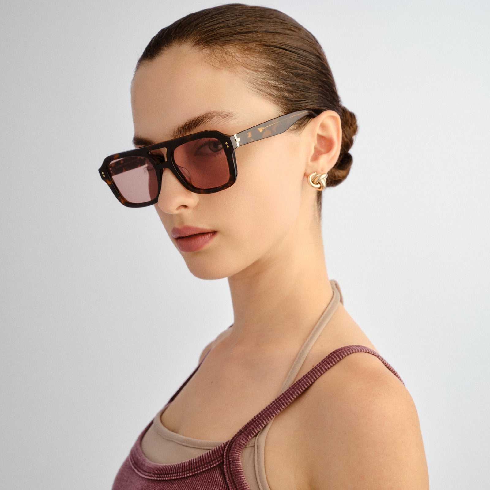 Subtext Chestnut Tort Uni-Sex Aviator Sunglasses | Le Specs