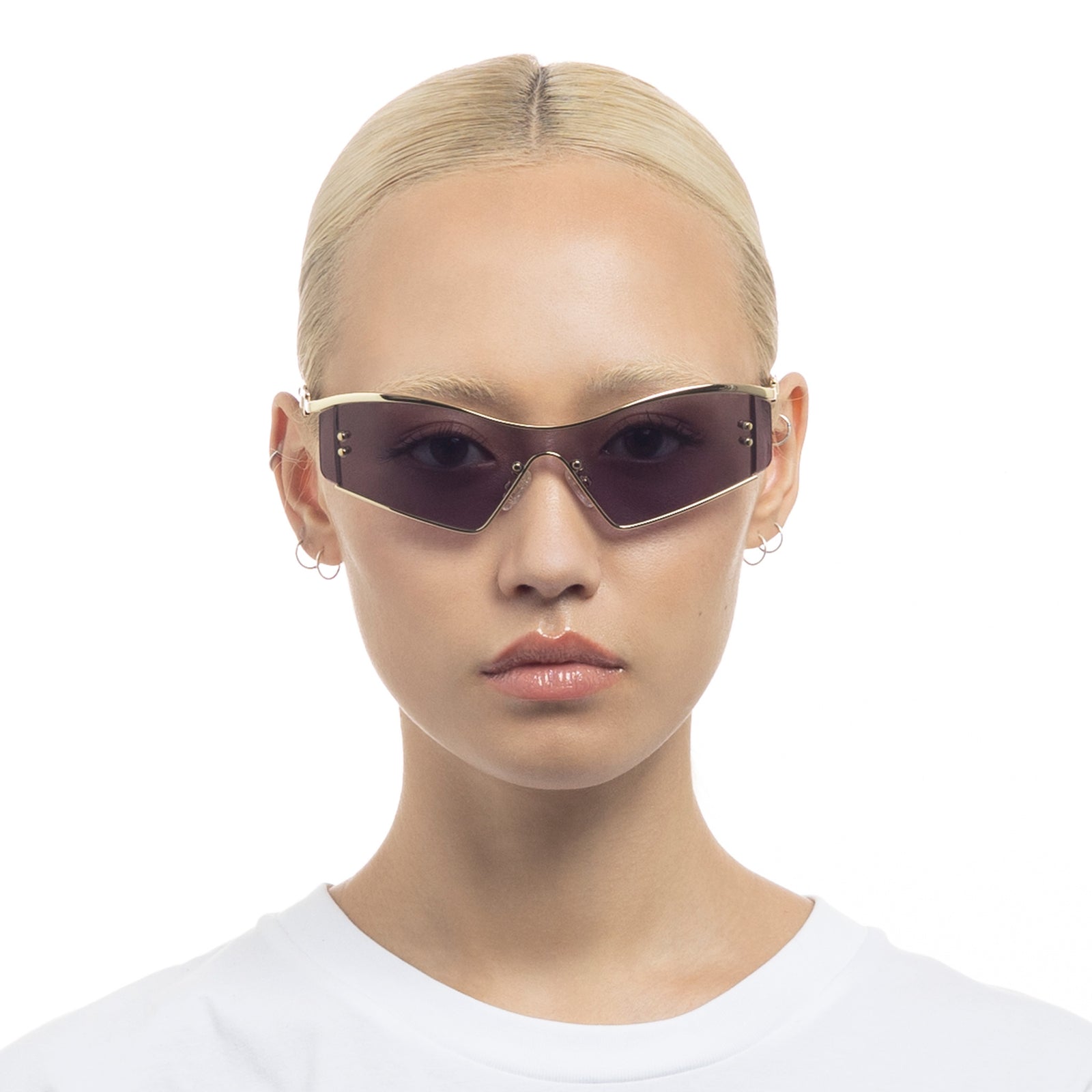 Hyperbole Gold Uni-Sex Shield Sunglasses | Le Specs