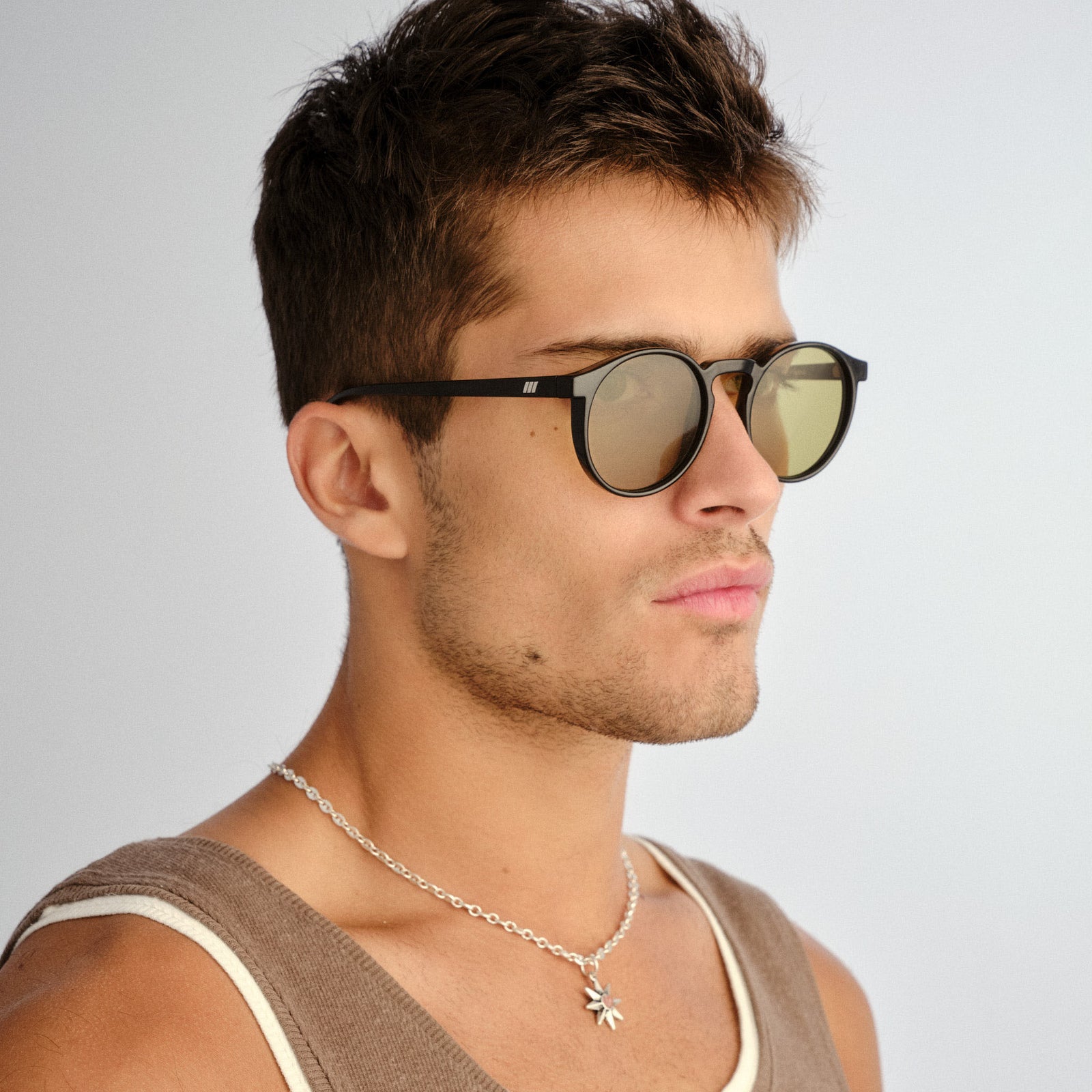 Teen Spirit Deux Black Uni-Sex Round Sunglasses | Le Specs