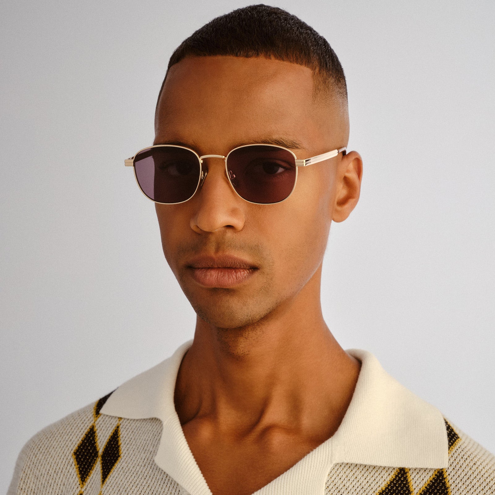 Zenith Gold Uni-Sex Square Sunglasses | Le Specs