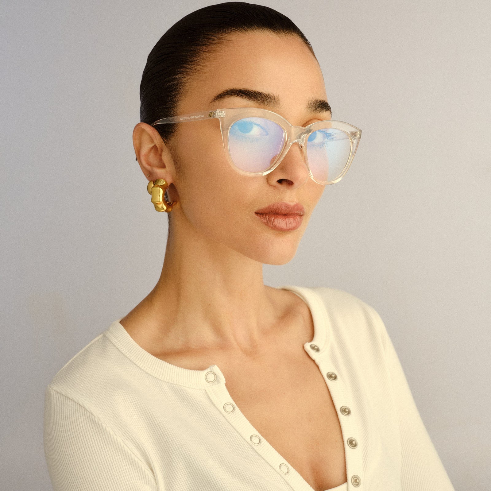 Halfmoon Magic Crystal Clear Female Cat-Eye Blue Light | Le Specs