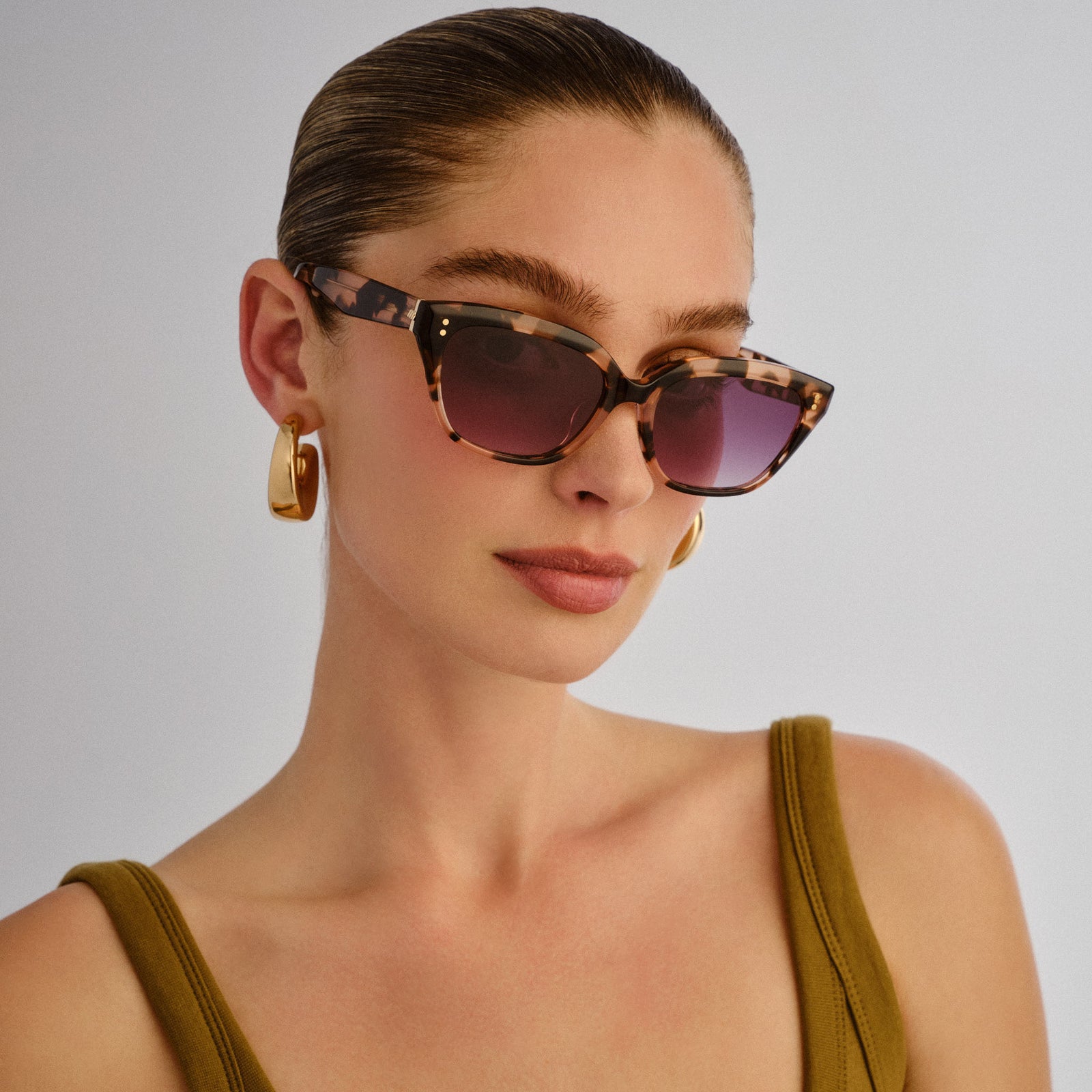 Horizon Rose Tort Female D-Frame Sunglasses | Le Specs