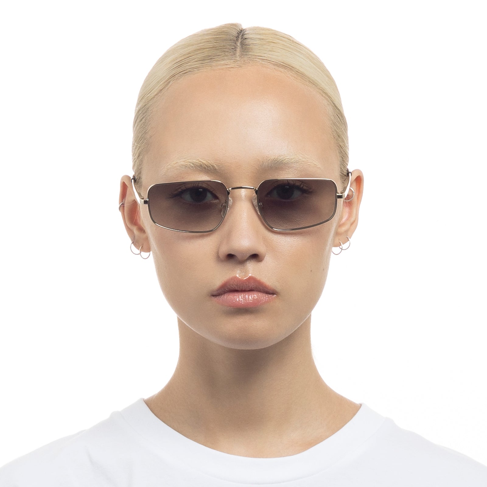 Metagalactic Gold Uni-Sex Rectangle Sunglasses | Le Specs