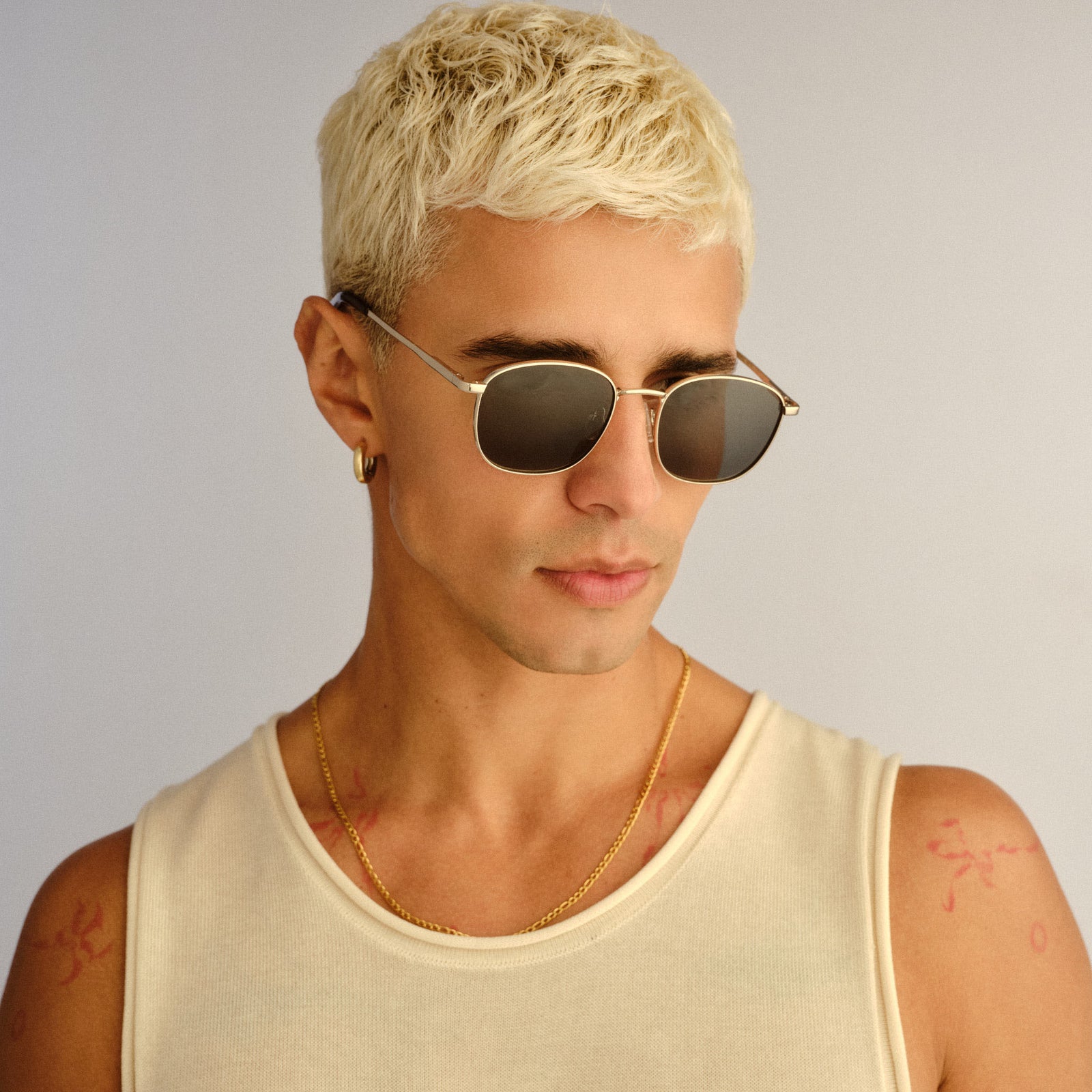 Neptune Deux Gold Uni-Sex Square Sunglasses | Le Specs