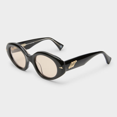 Numero Dos Obsidian Black Female Oval Sunglasses | Le Specs