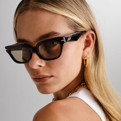 Numero Tres Obsidian Black Uni-Sex D-Frame Sunglasses | Le Specs