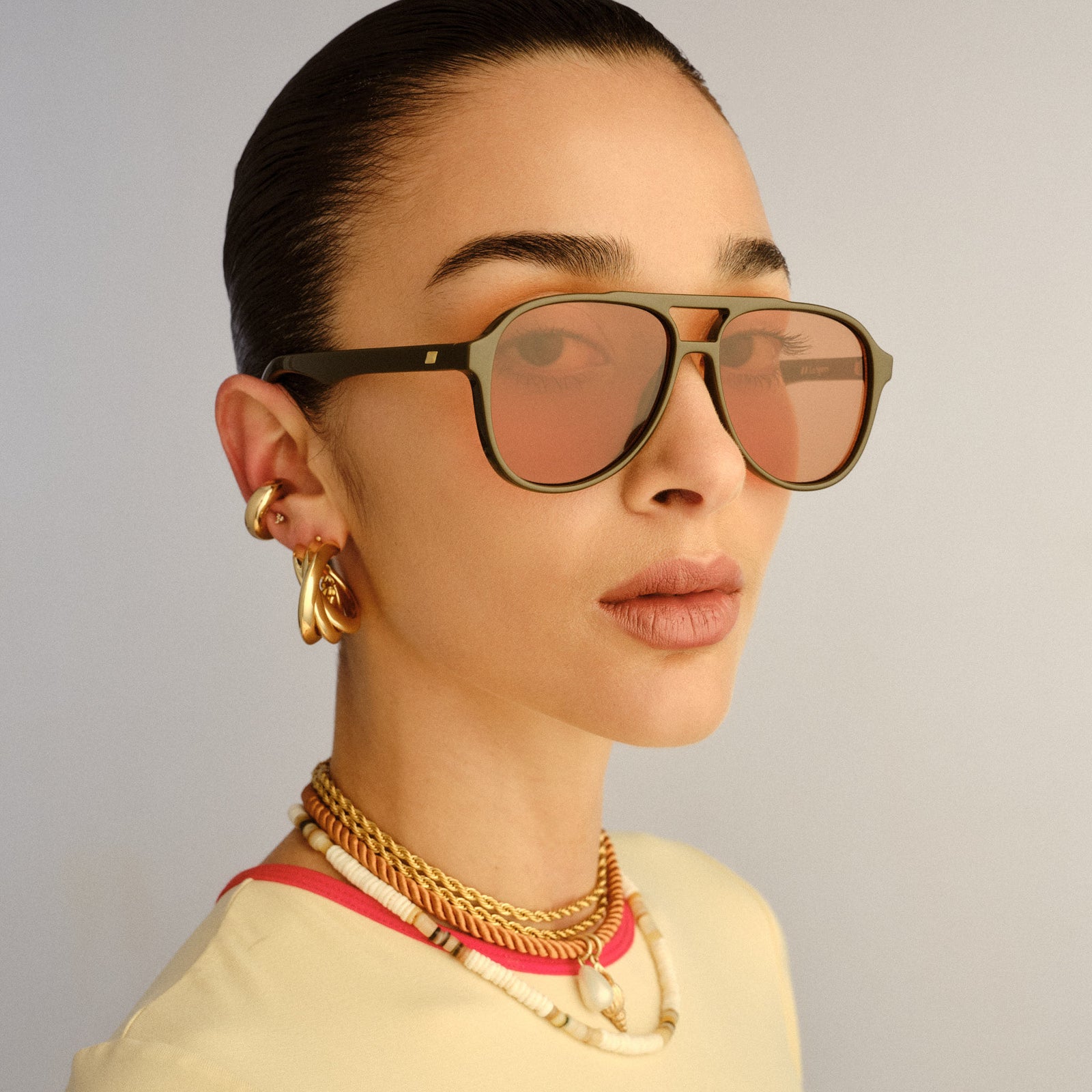 Tragic Magic Dark Olive Uni-Sex Aviator Sunglasses | Le Specs