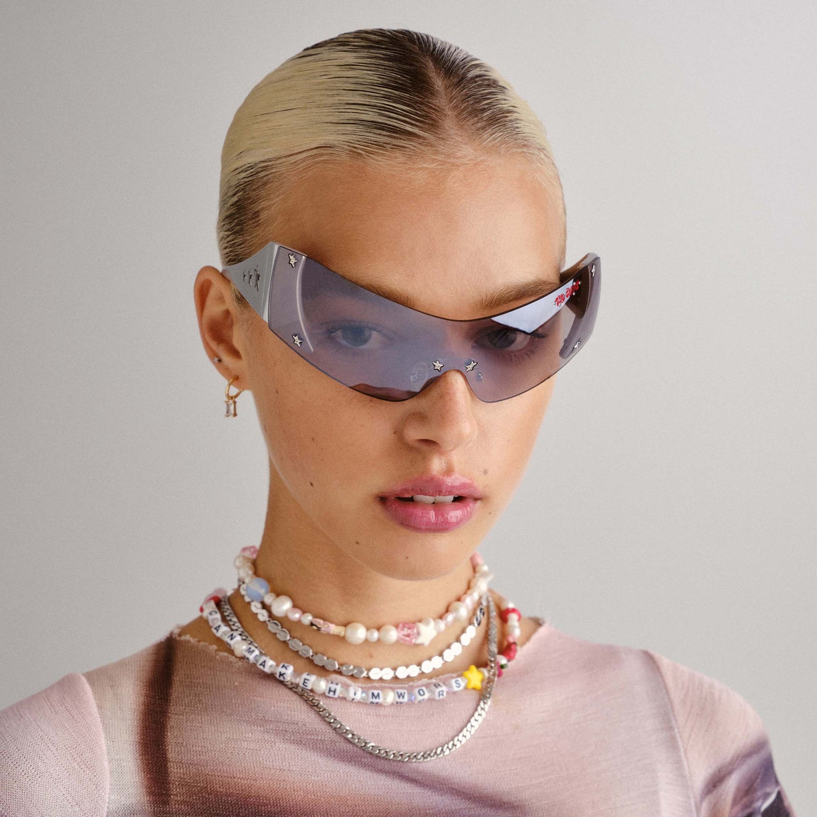 I Am A Rich Man Silver Chrome Uni-Sex Shield Sunglasses | Le Specs