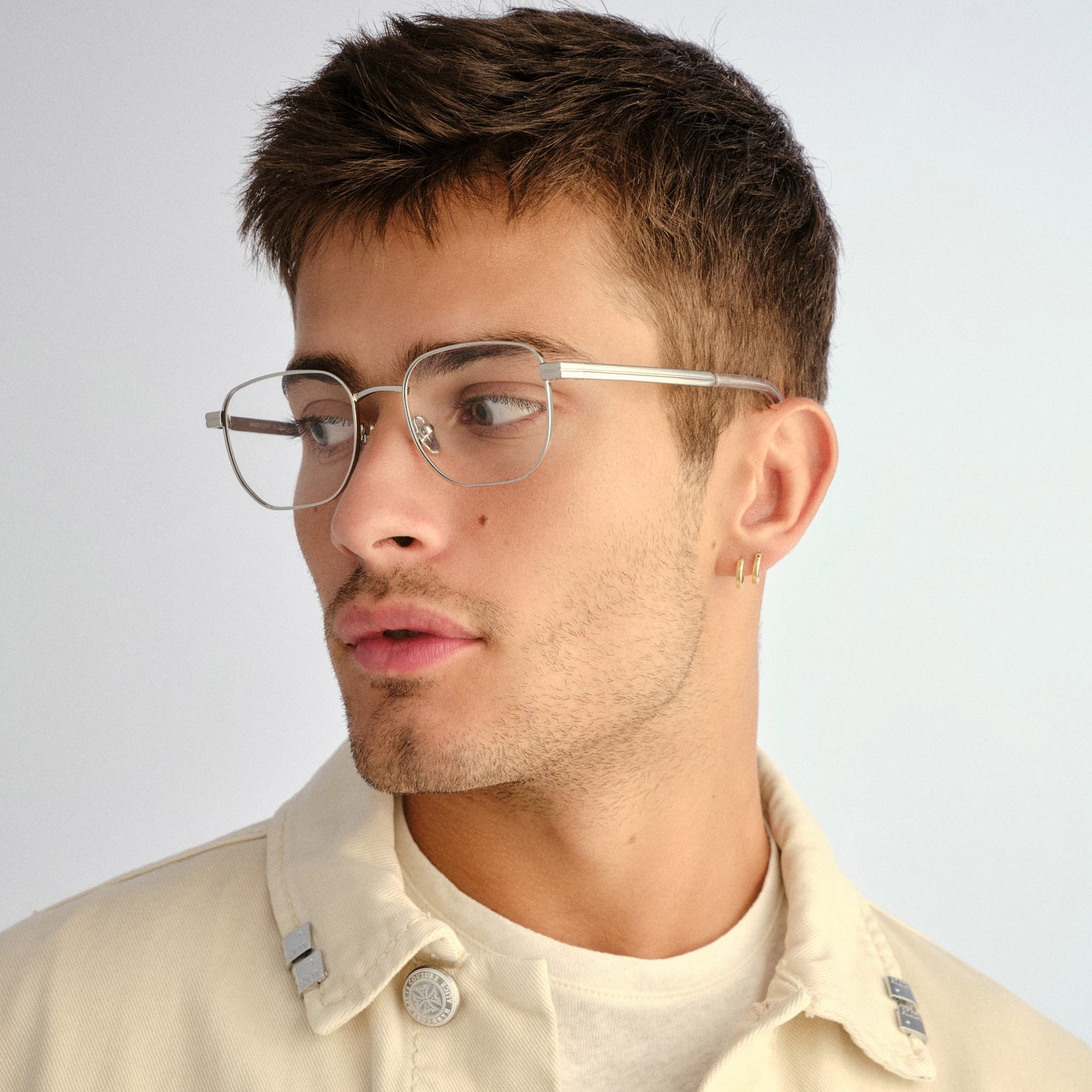 Hard Copy Silver Uni-Sex Square Optical Frames | Le Specs
