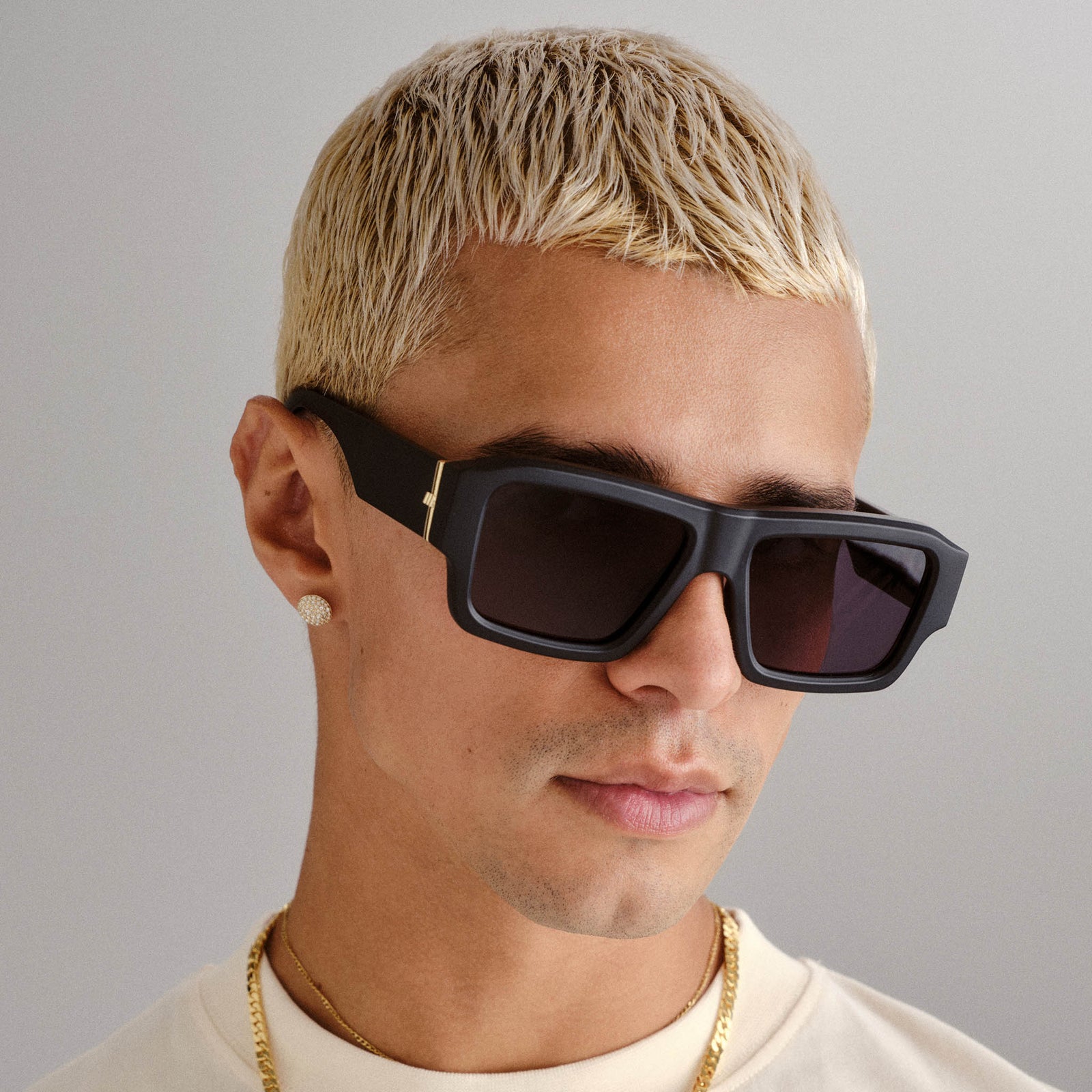 Polygraph Matte Black Uni-Sex Rectangle Sunglasses | Le Specs