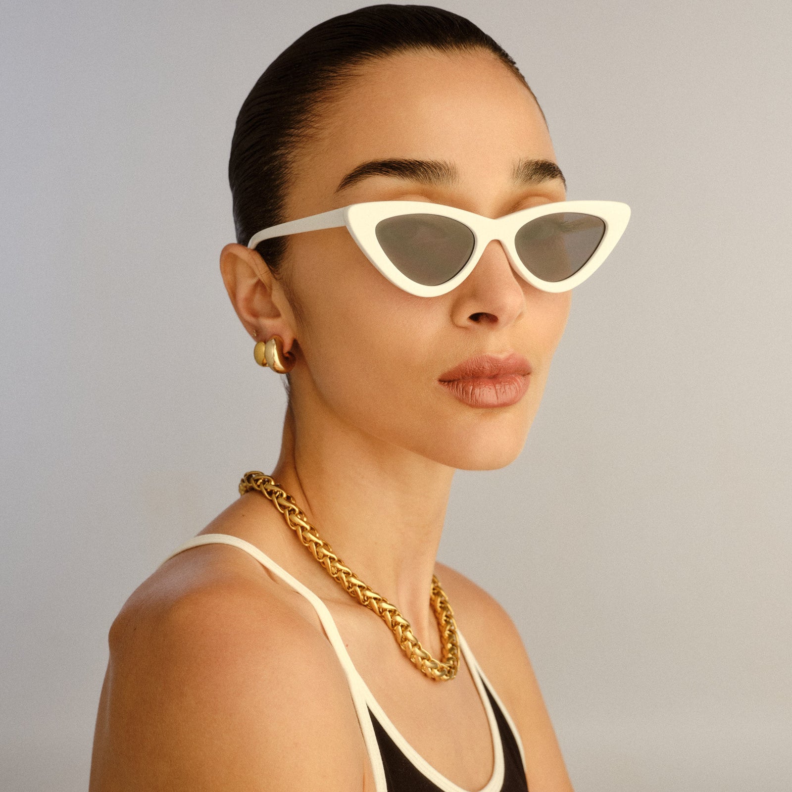 The Last Lolita White Female Cat-Eye Sunglasses | Le Specs