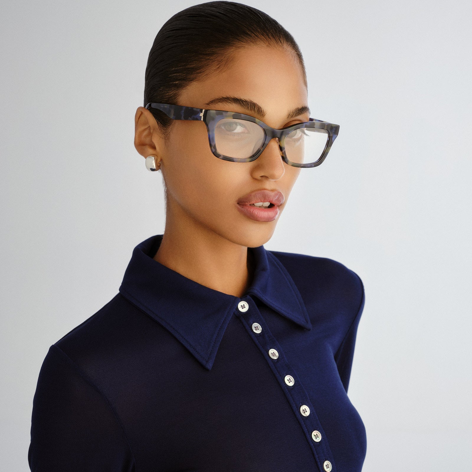 Hot Press Navy Tort Uni-Sex Cat-Eye Optical Frames | Le Specs