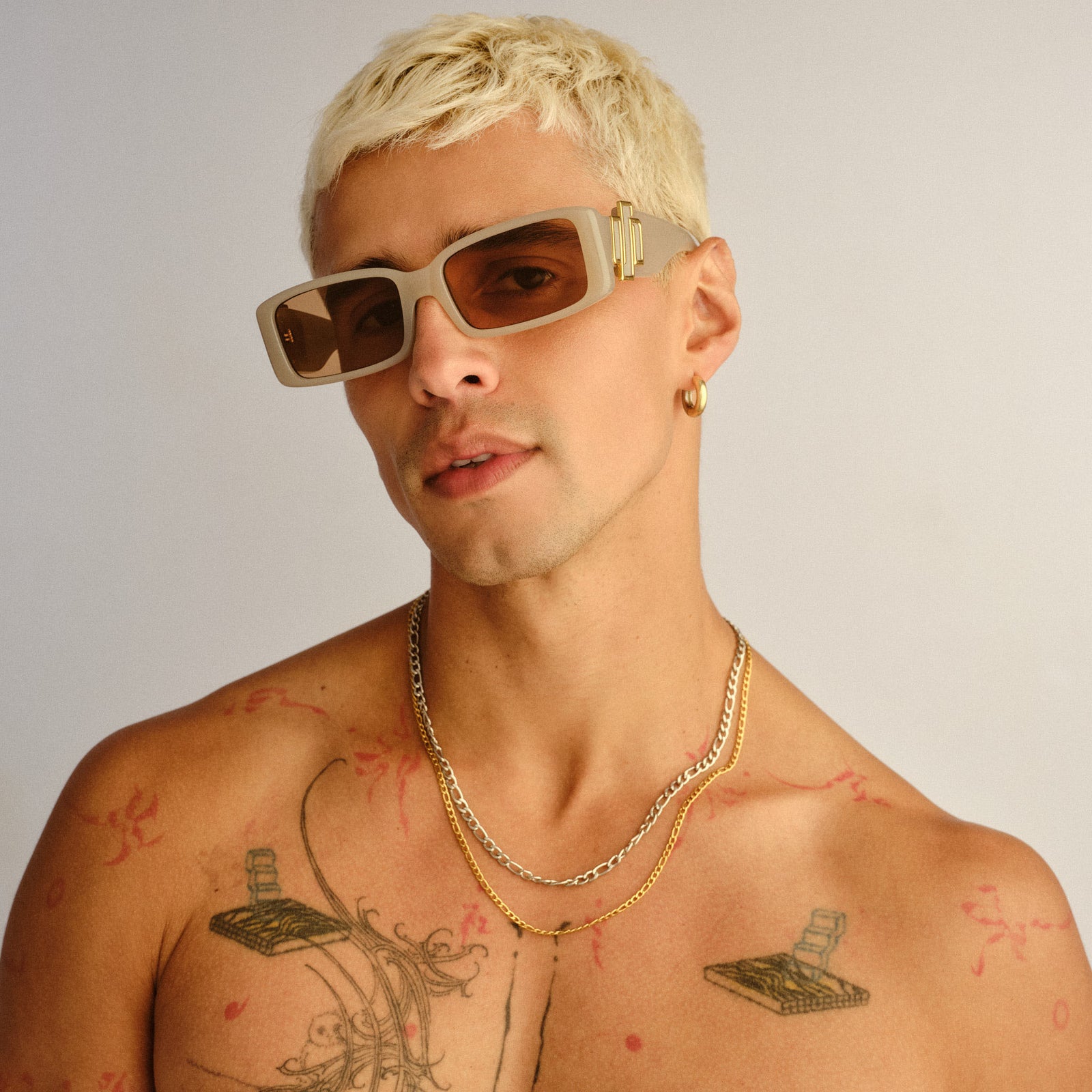 Cruel Intentions Oatmeal Uni-Sex Rectangle Sunglasses | Le Specs