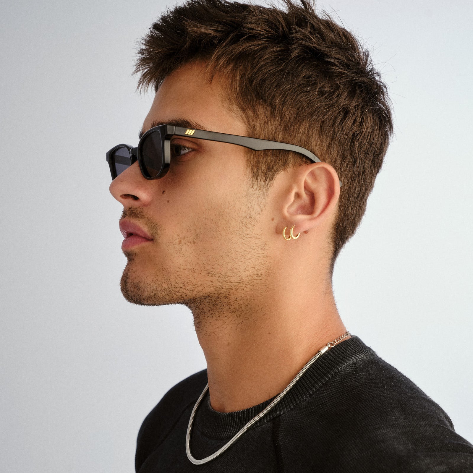 Echelon + Black Uni-Sex Rectangle Sunglasses | Le Specs