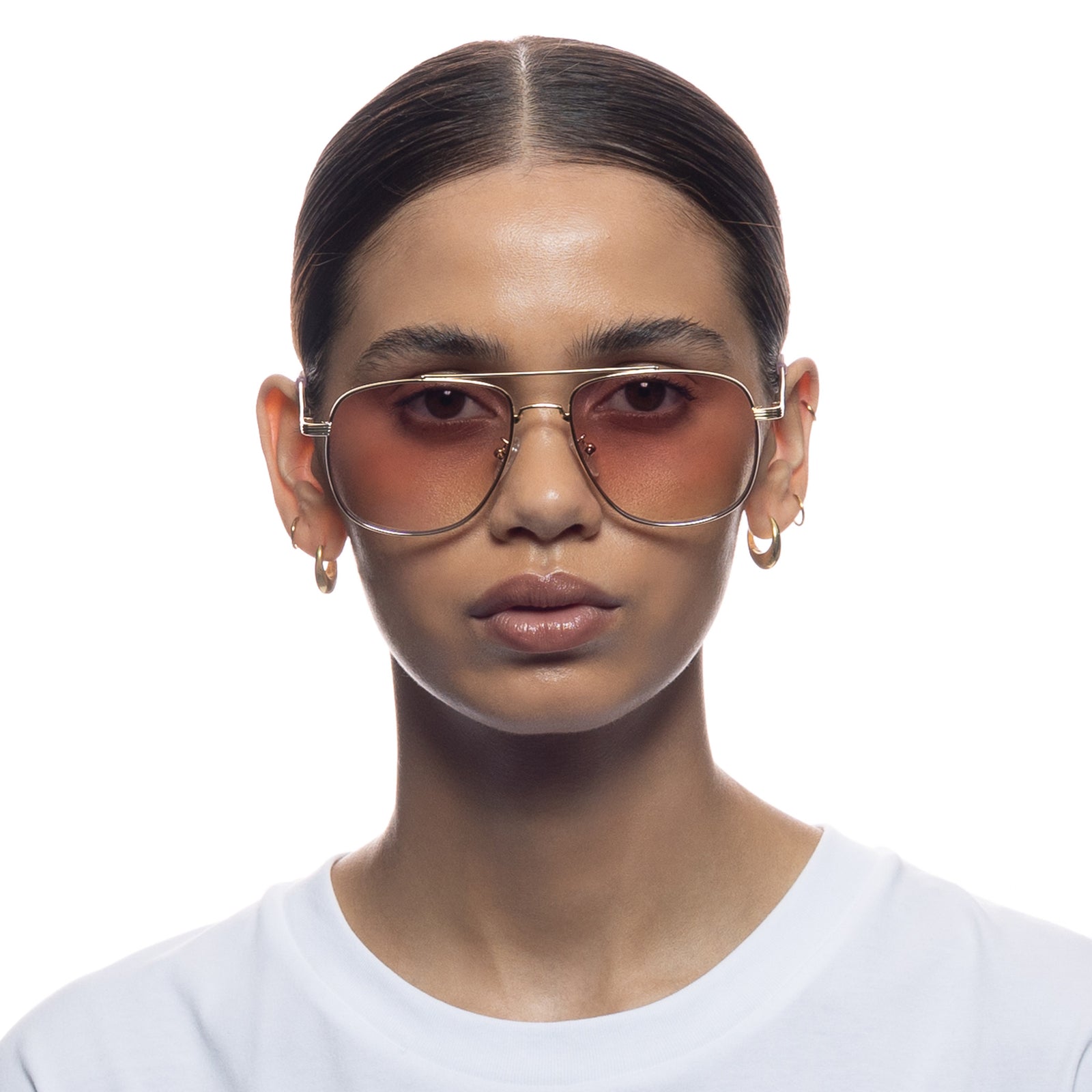 The Charmer Bright Gold Uni-Sex Aviator Sunglasses | Le Specs
