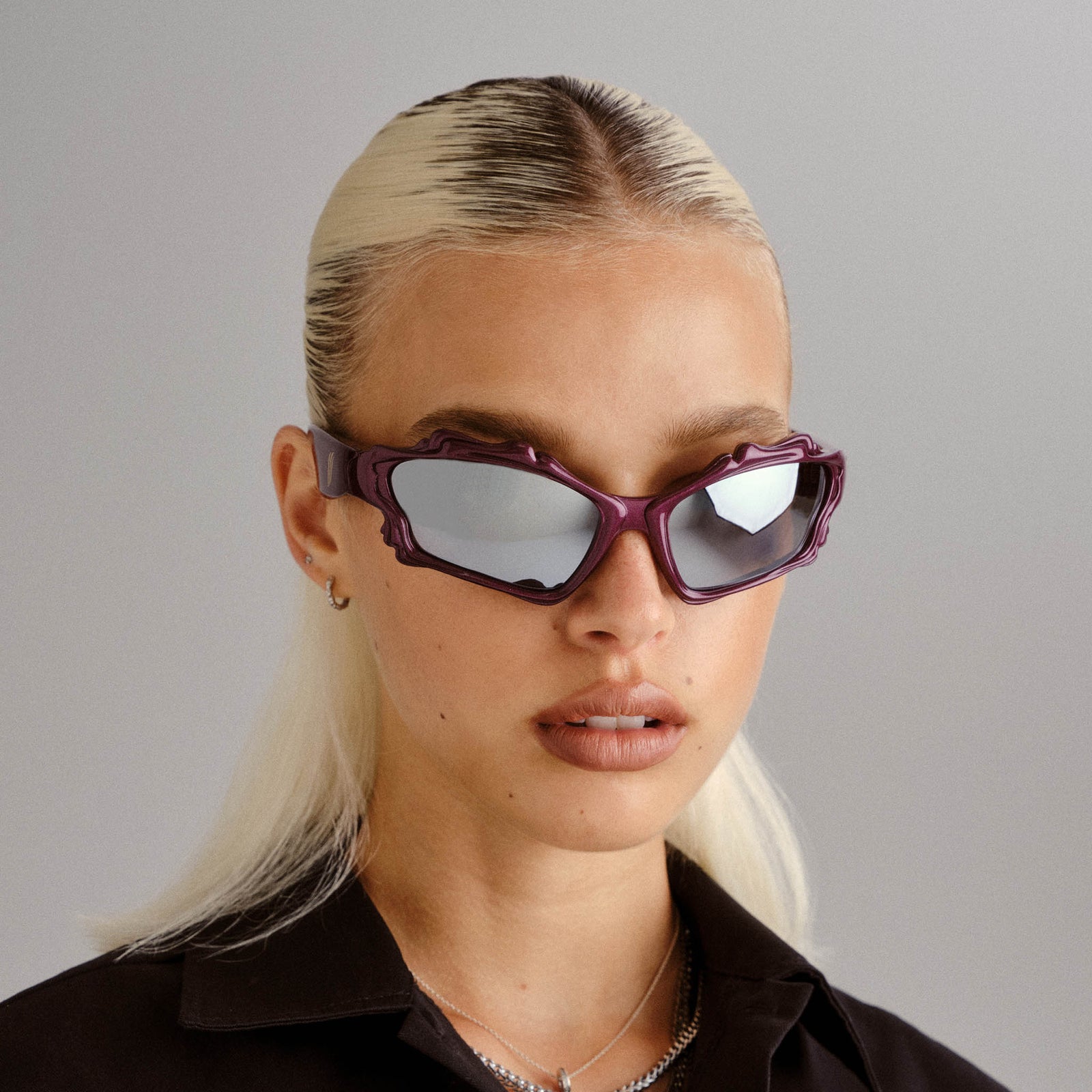 Le Siren Cyber Grape Female Wrap Sunglasses | Le Specs