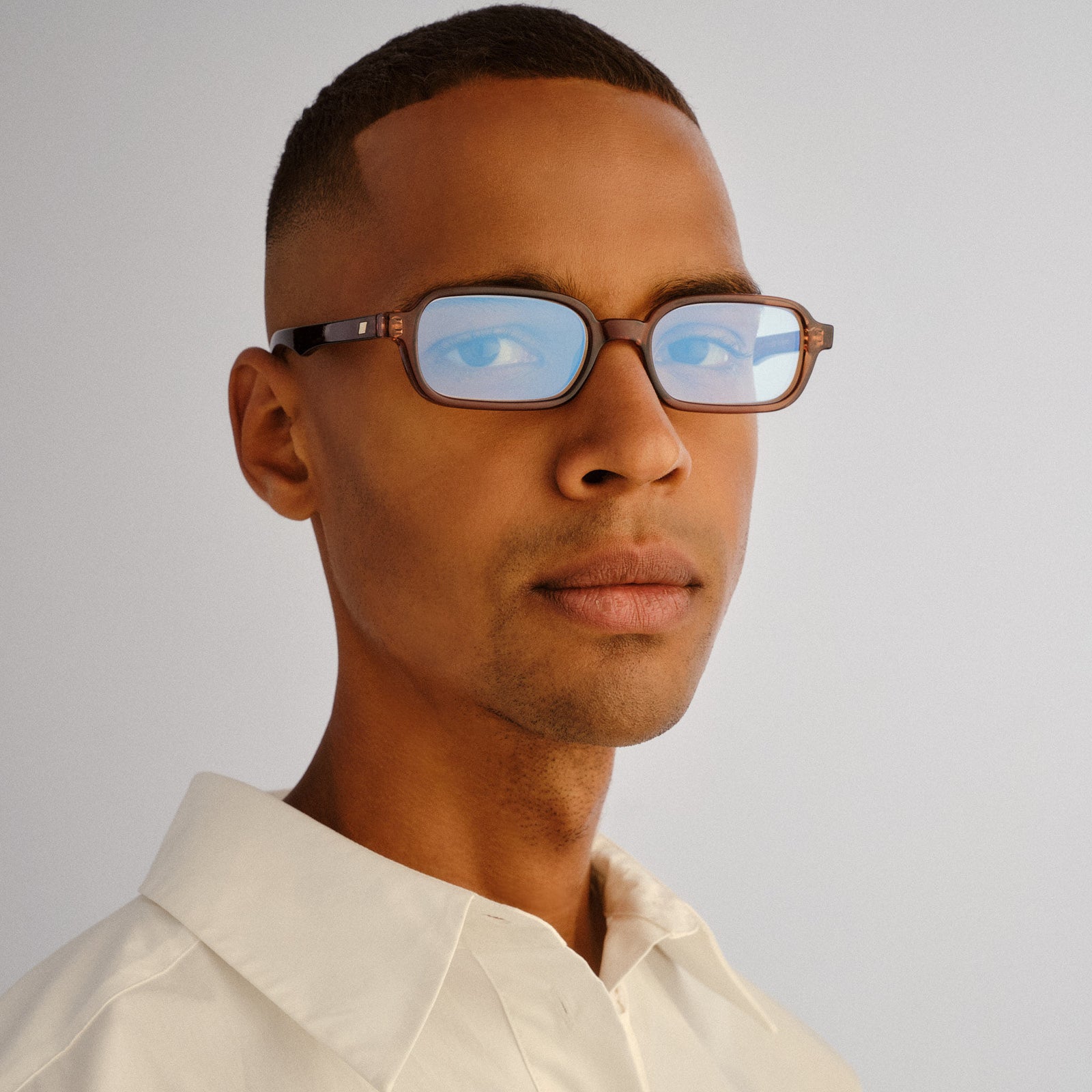 Pilferer Chestnut Uni-Sex Rectangle Blue Light | Le Specs