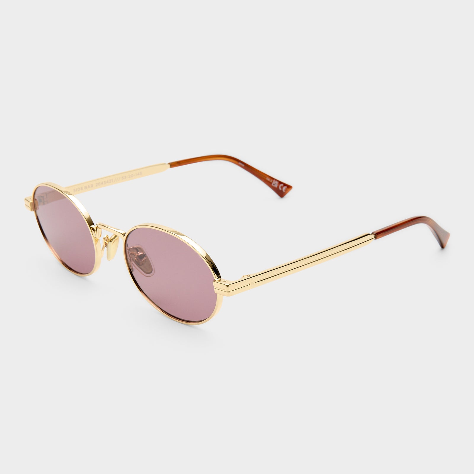 Side Bar Gold Uni-Sex Round Sunglasses | Le Specs
