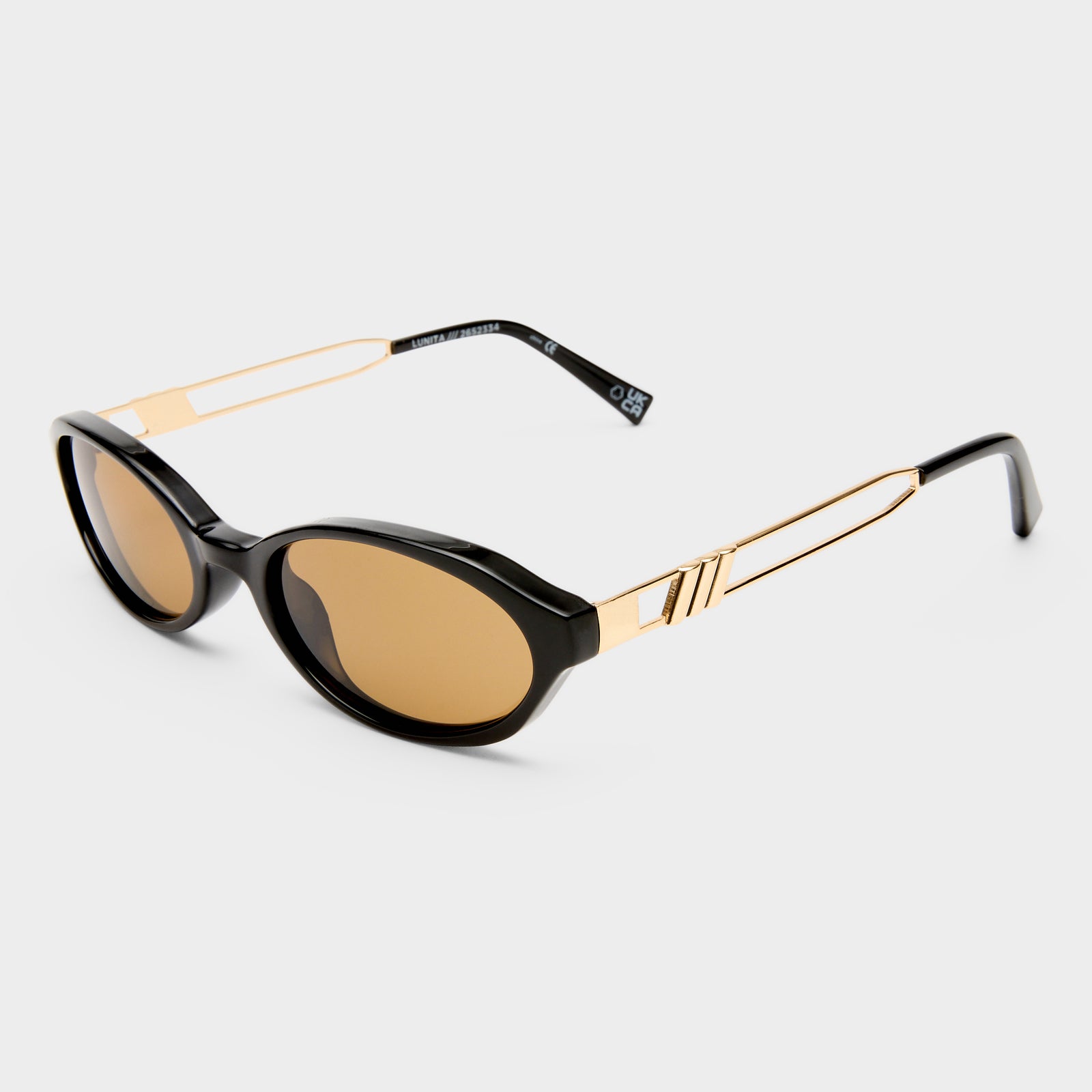 Lunita Black Female Oval Sunglasses | Le Specs