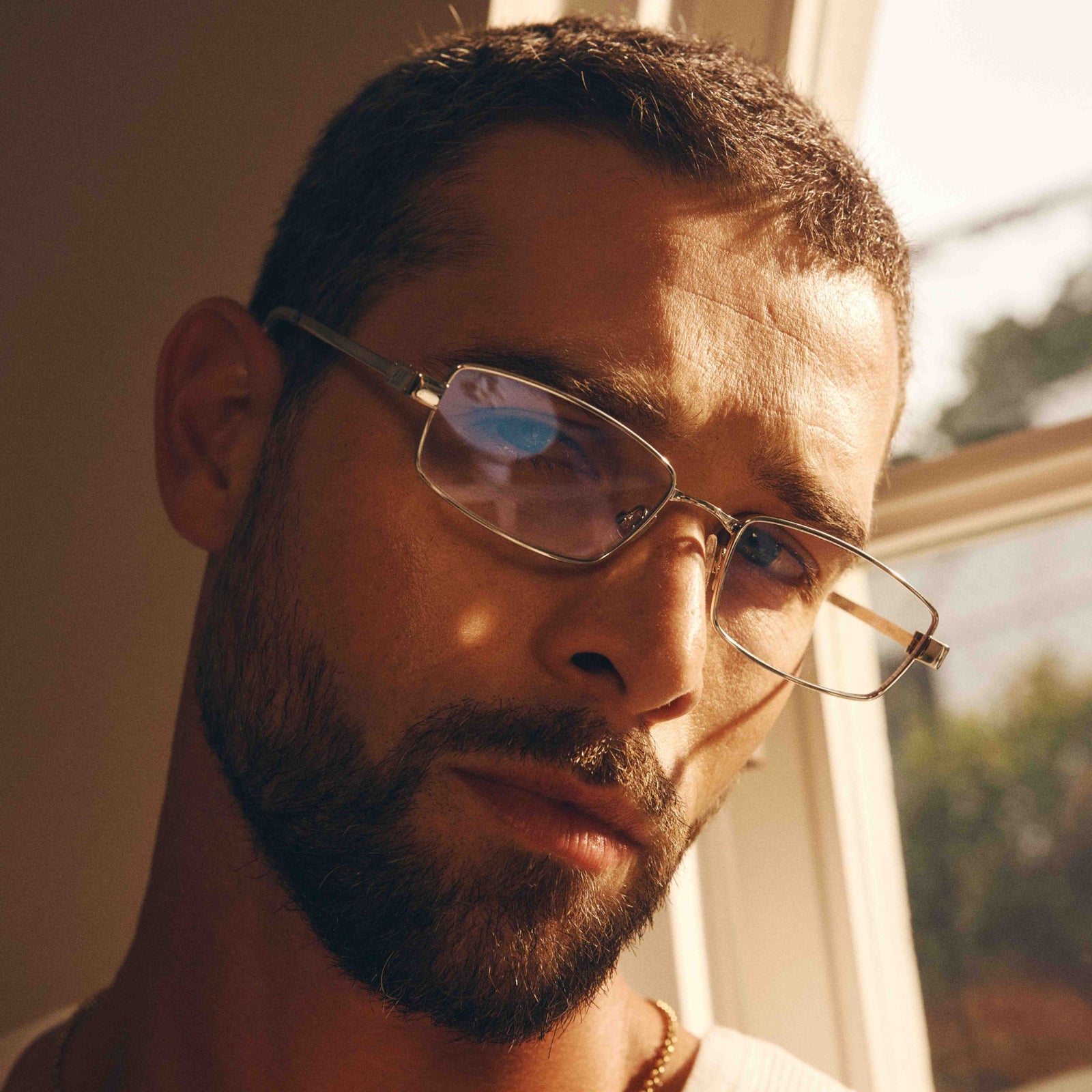 Bizarro Silver Uni-Sex Rectangle Blue Light | Le Specs