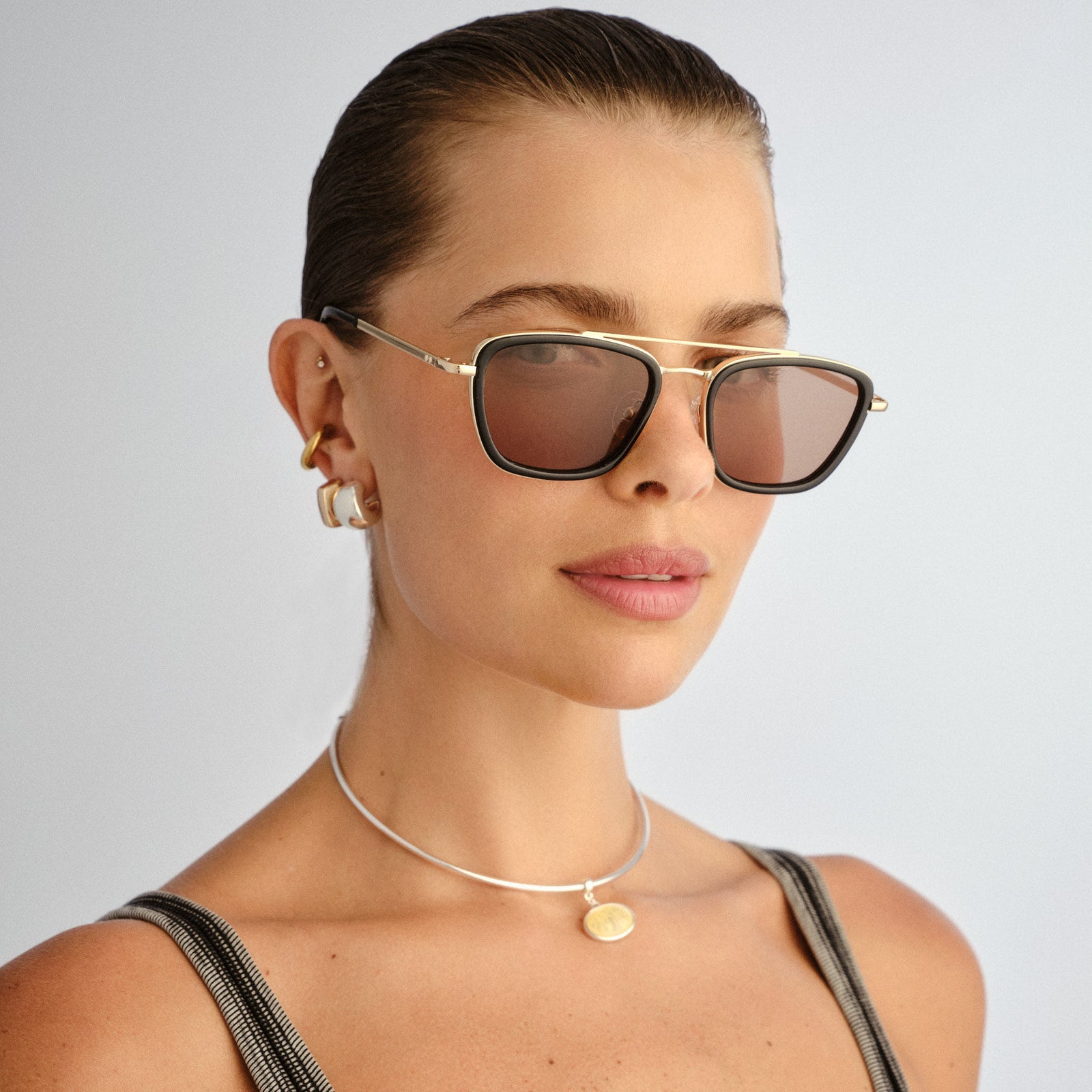 Dimetrici Diametric Gold Black Uni-Sex Aviator Sunglasses | Le Specs
