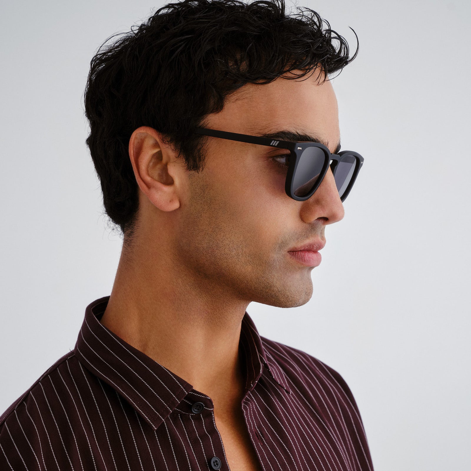No Biggie Black Rubber Uni-Sex Square Sunglasses | Le Specs