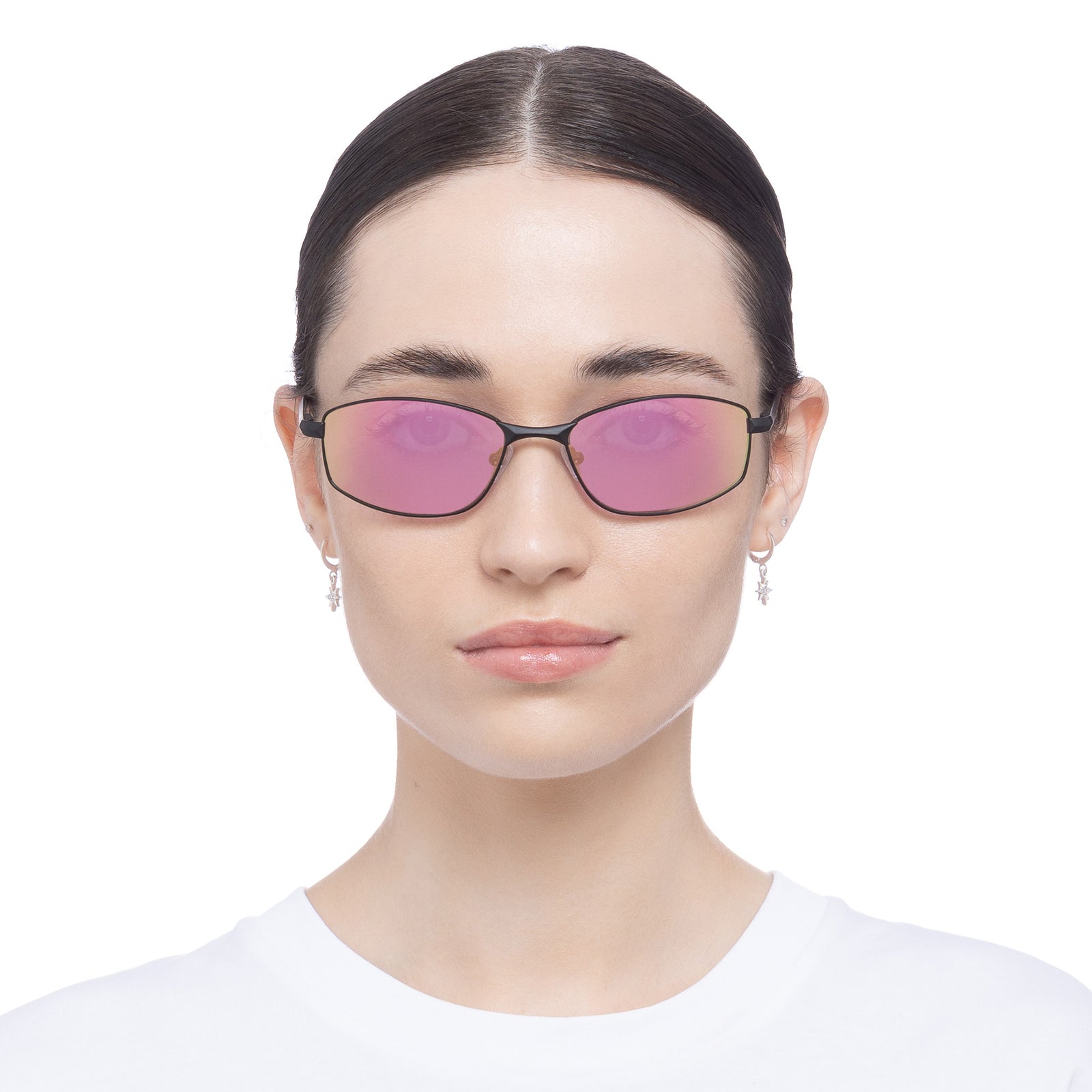 Star Beam Matte Black Uni-Sex Wrap Sunglasses | Le Specs