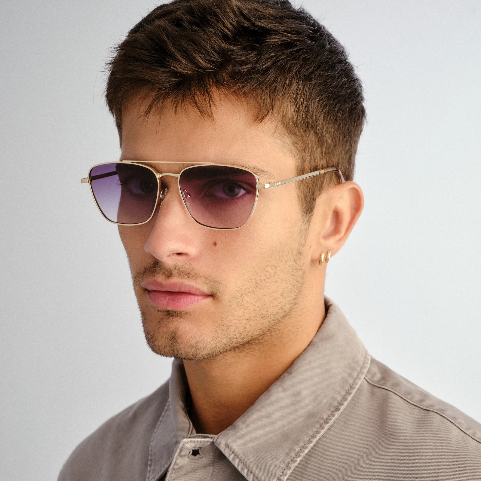 Diametric Ii Bright Gold Uni-Sex Aviator Sunglasses | Le Specs