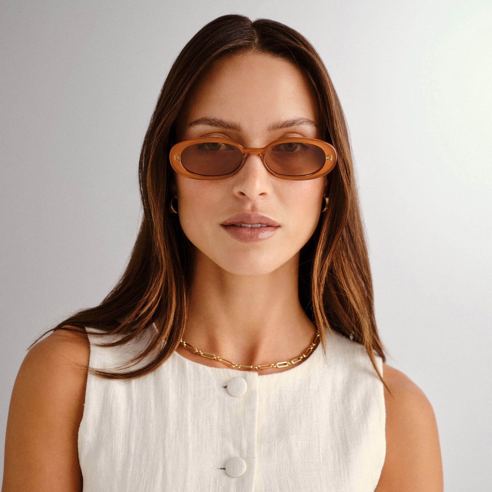 Outta Love Caramel Female Oval Sunglasses | Le Specs