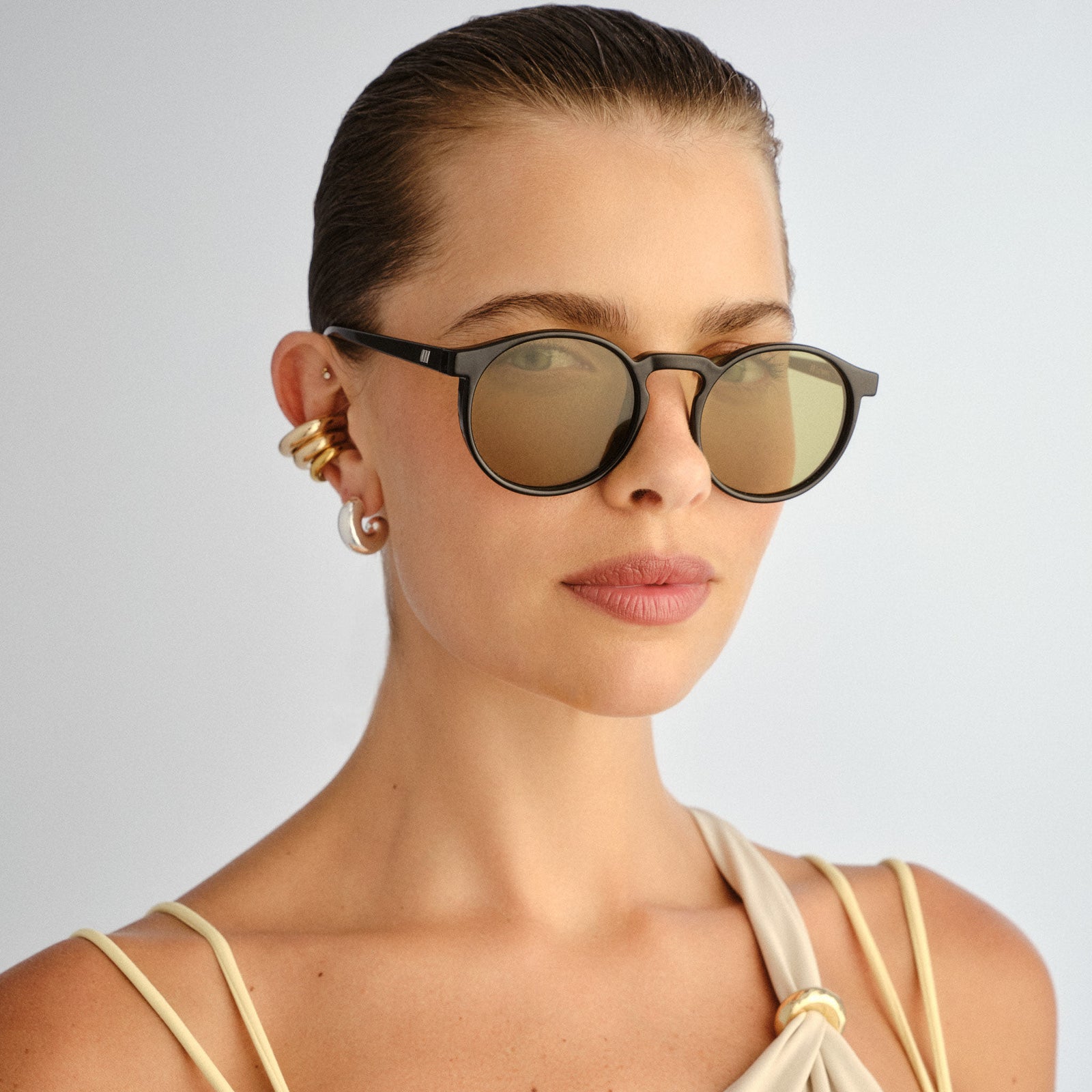 Teen Spirit Deux Black Uni-Sex Round Sunglasses | Le Specs
