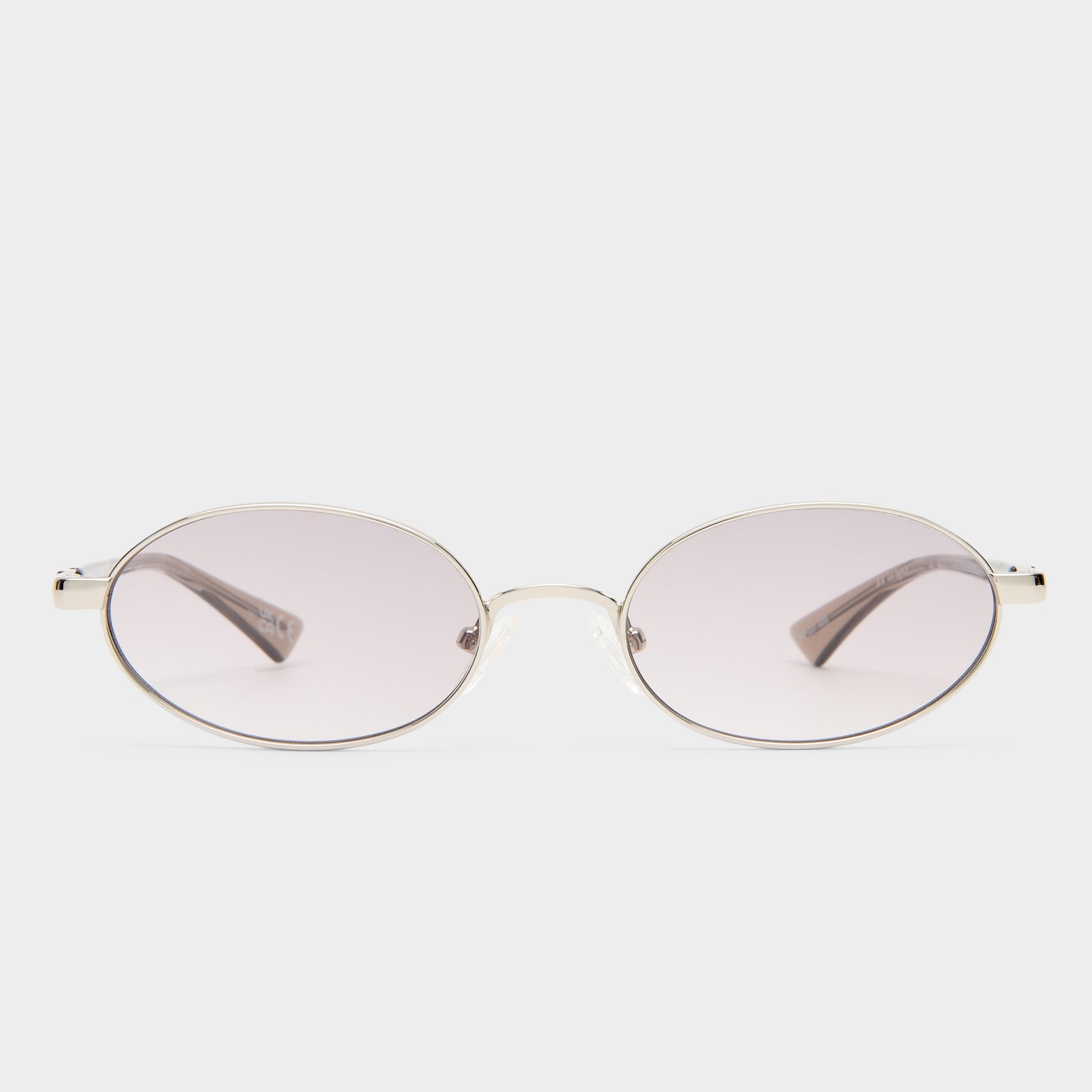 Icicle Bright Silver Uni-Sex Oval Sunglasses | Le Specs