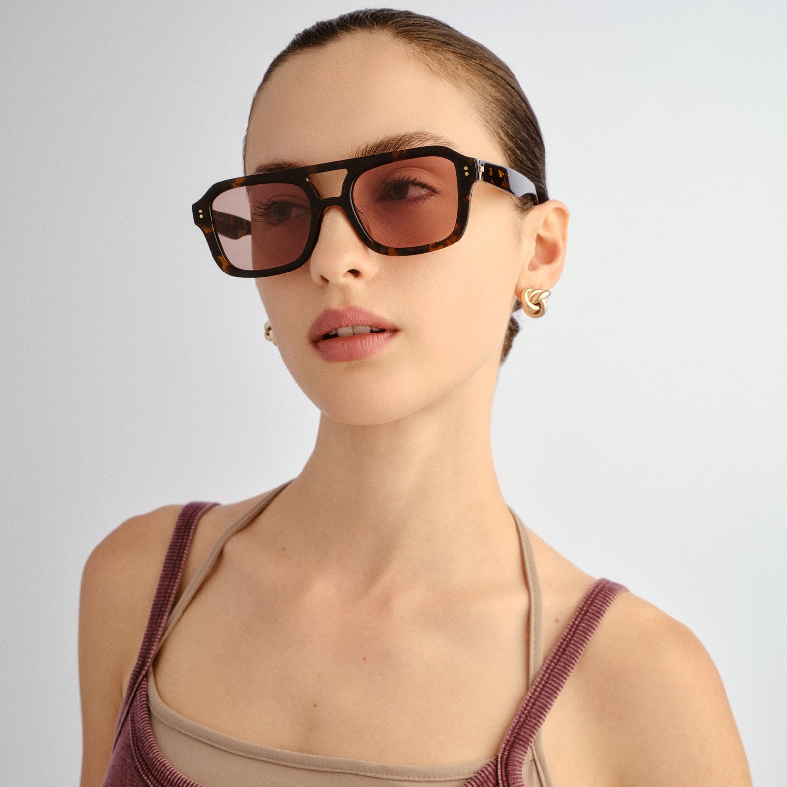 Subtext Chestnut Tort Uni-Sex Aviator Sunglasses | Le Specs