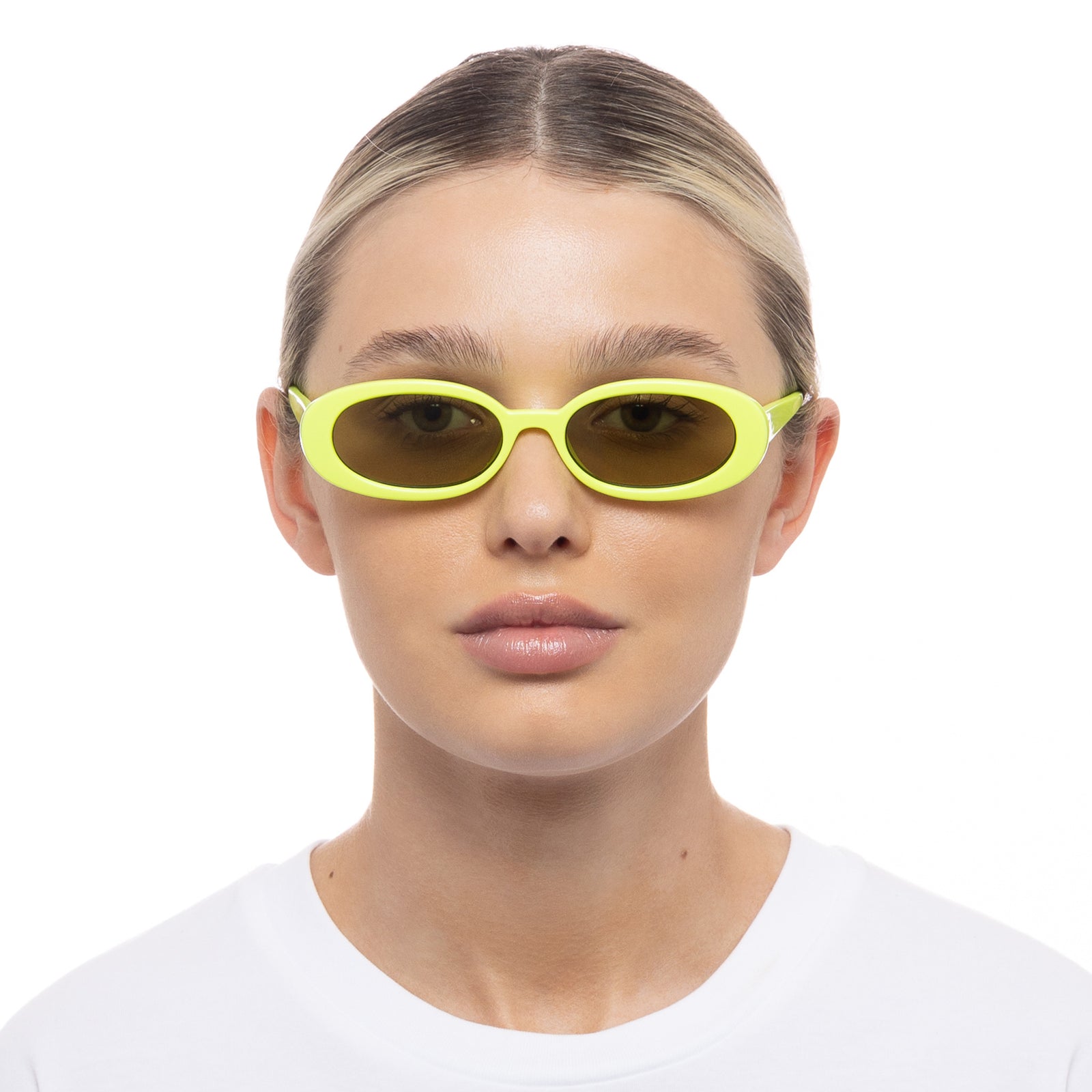 Outta Love Pine Lime Uni-Sex Oval Sunglasses | Le Specs