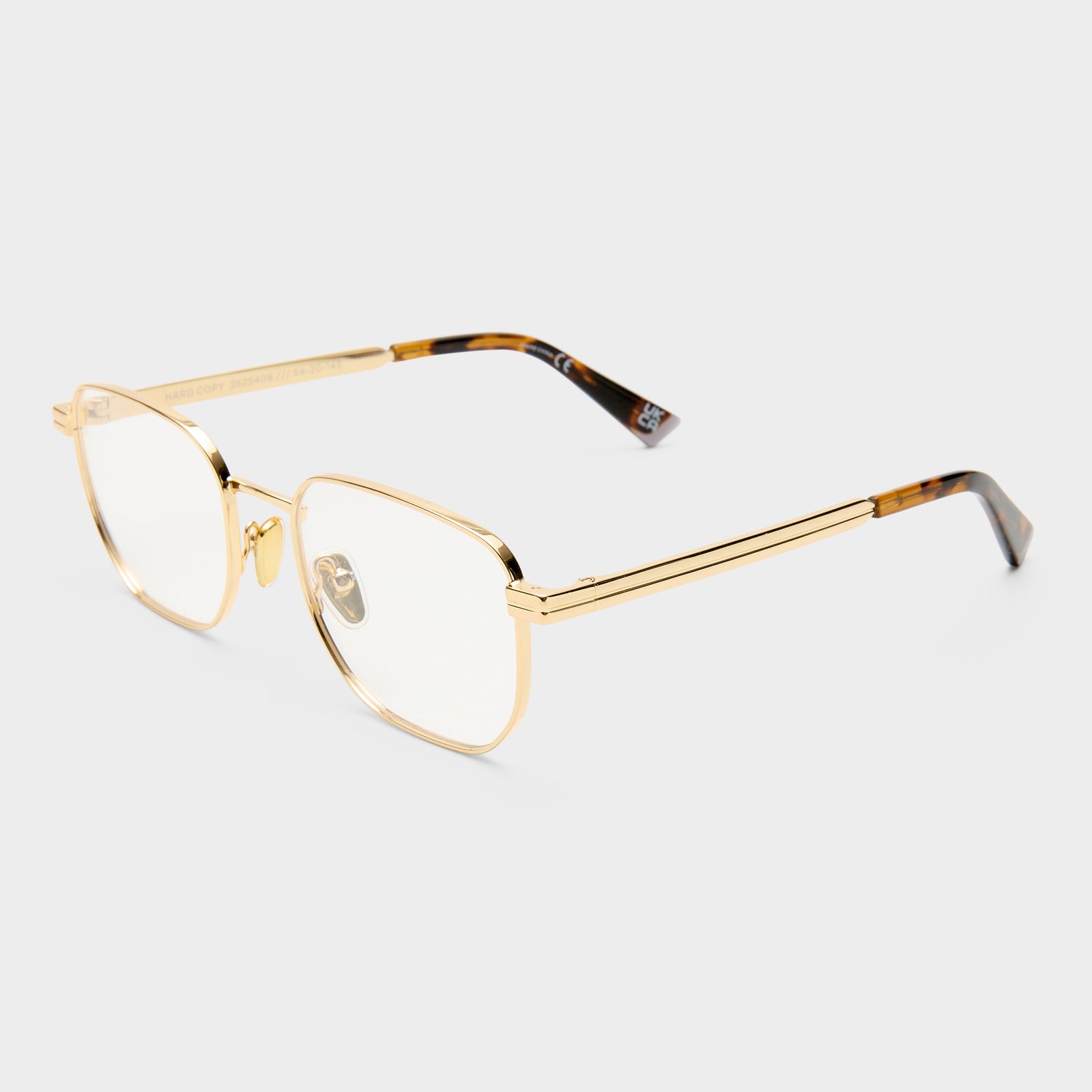 Hard Copy Gold Uni-Sex Square Optical Frames | Le Specs