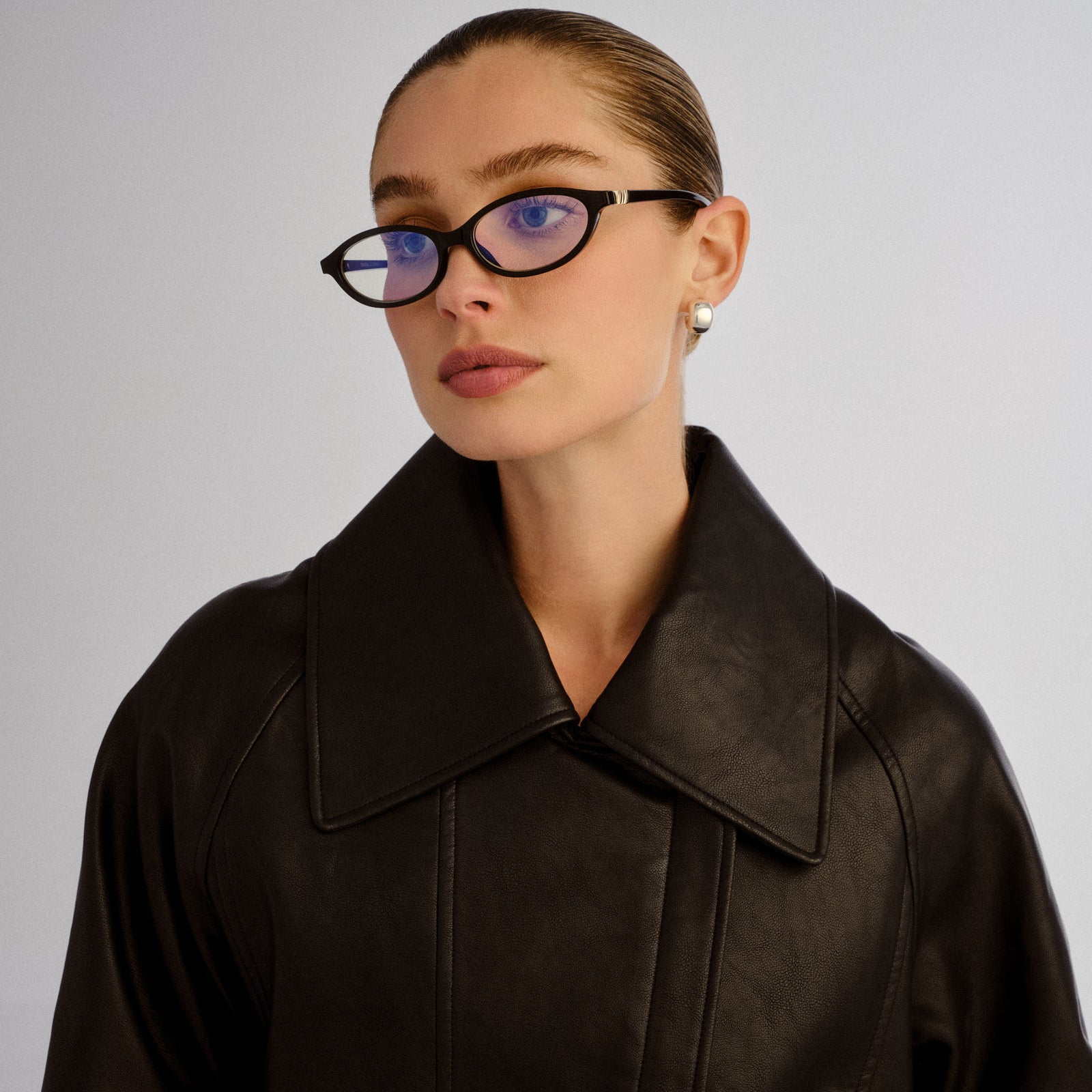 Duskfall Black Female Oval Blue Light | Le Specs