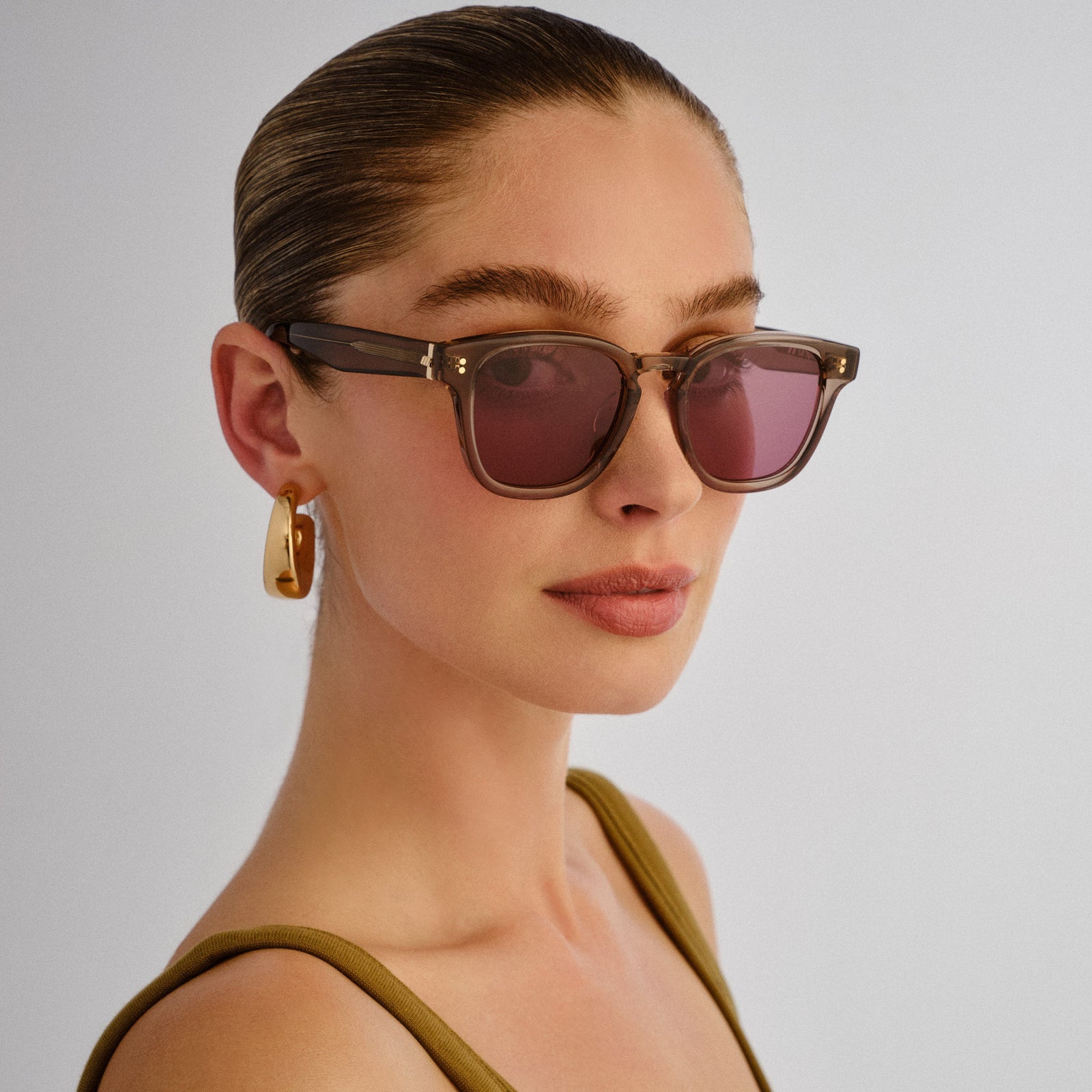 Torrent Khaki Uni-Sex Square Sunglasses | Le Specs
