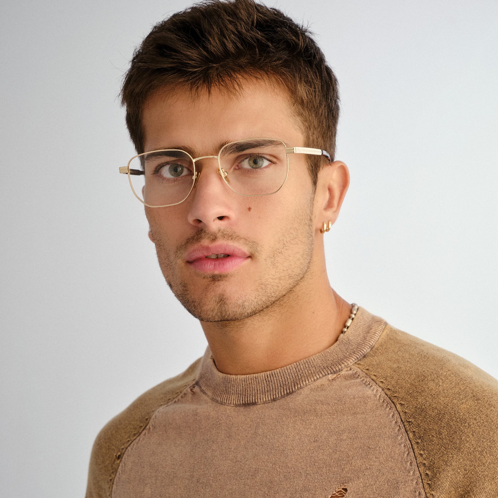 Hard Copy Gold Uni-Sex Square Optical Frames | Le Specs