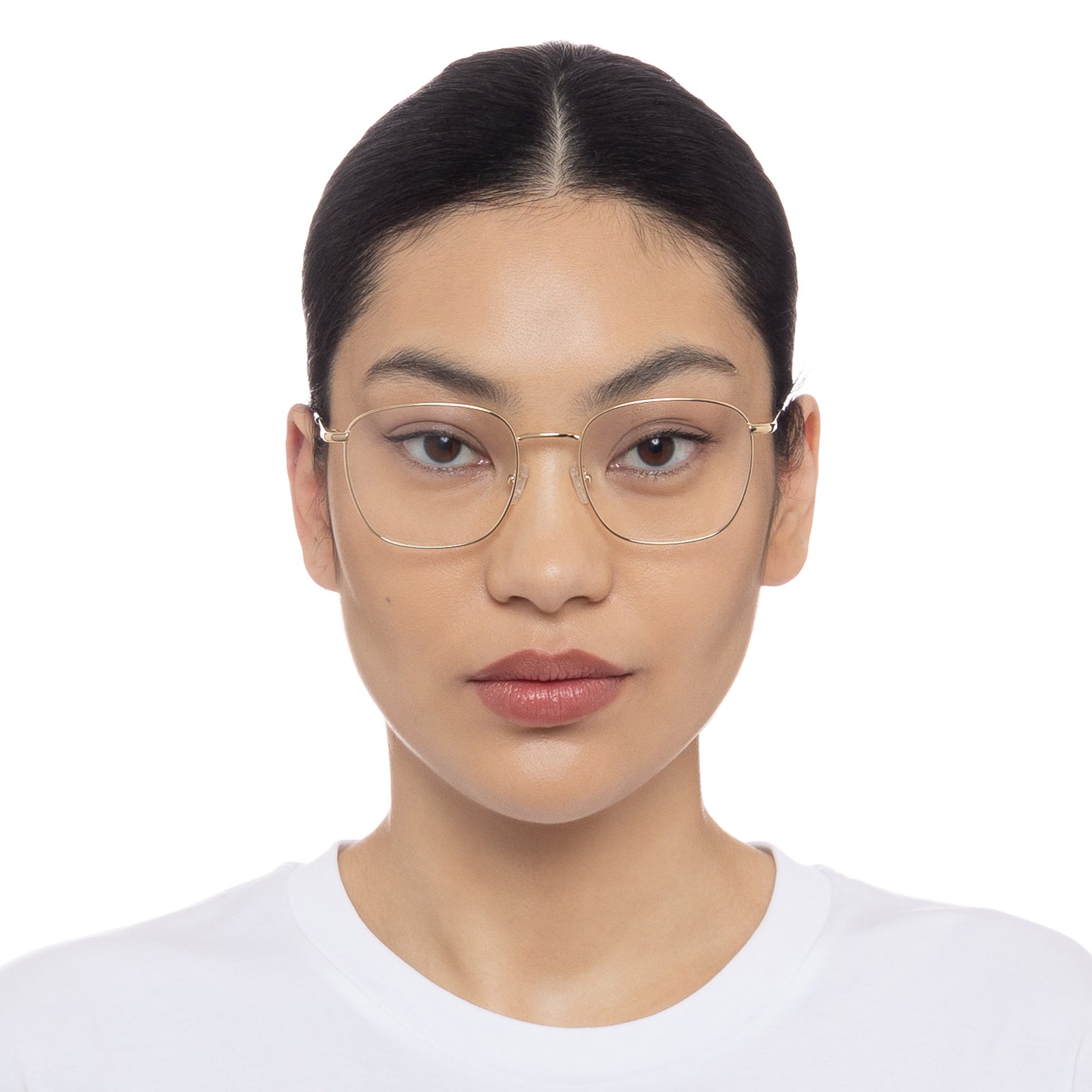 Tempus Bright Gold Uni-Sex Square Optical Frames | Le Specs