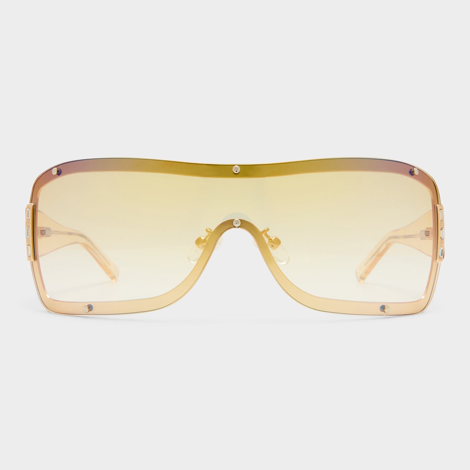 Veiled Bright Gold Sand Female Shield Sunglasses | Le Specs