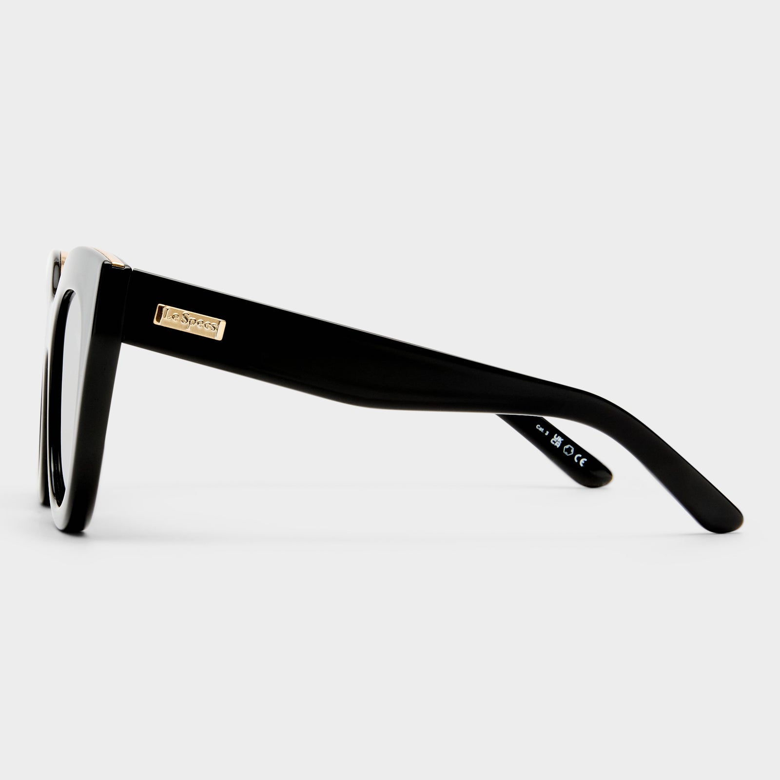 Air Heart Black Gold Female Cat-Eye Sunglasses | Le Specs