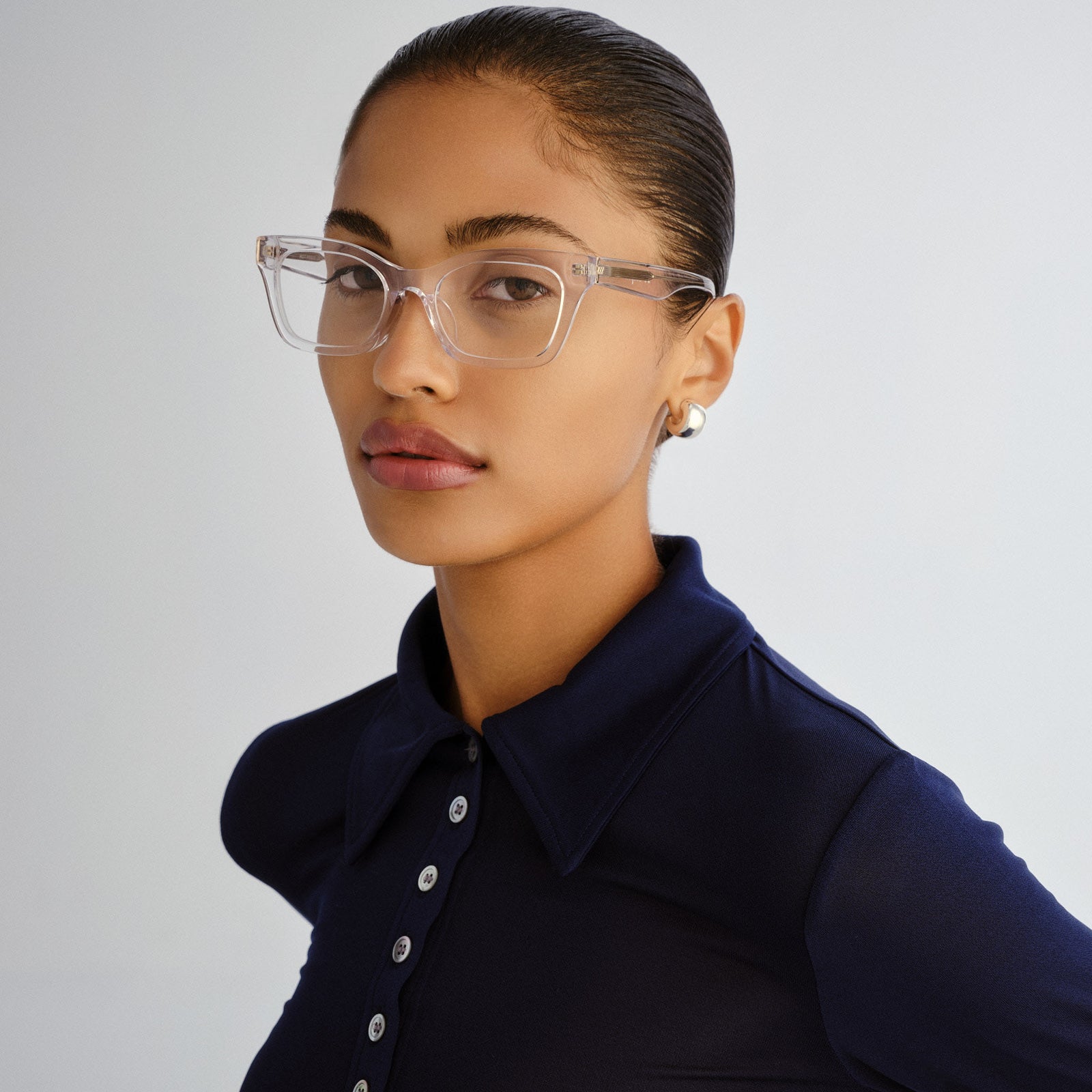 Hot Press Crystal Clear Uni-Sex Cat-Eye Optical Frames | Le Specs