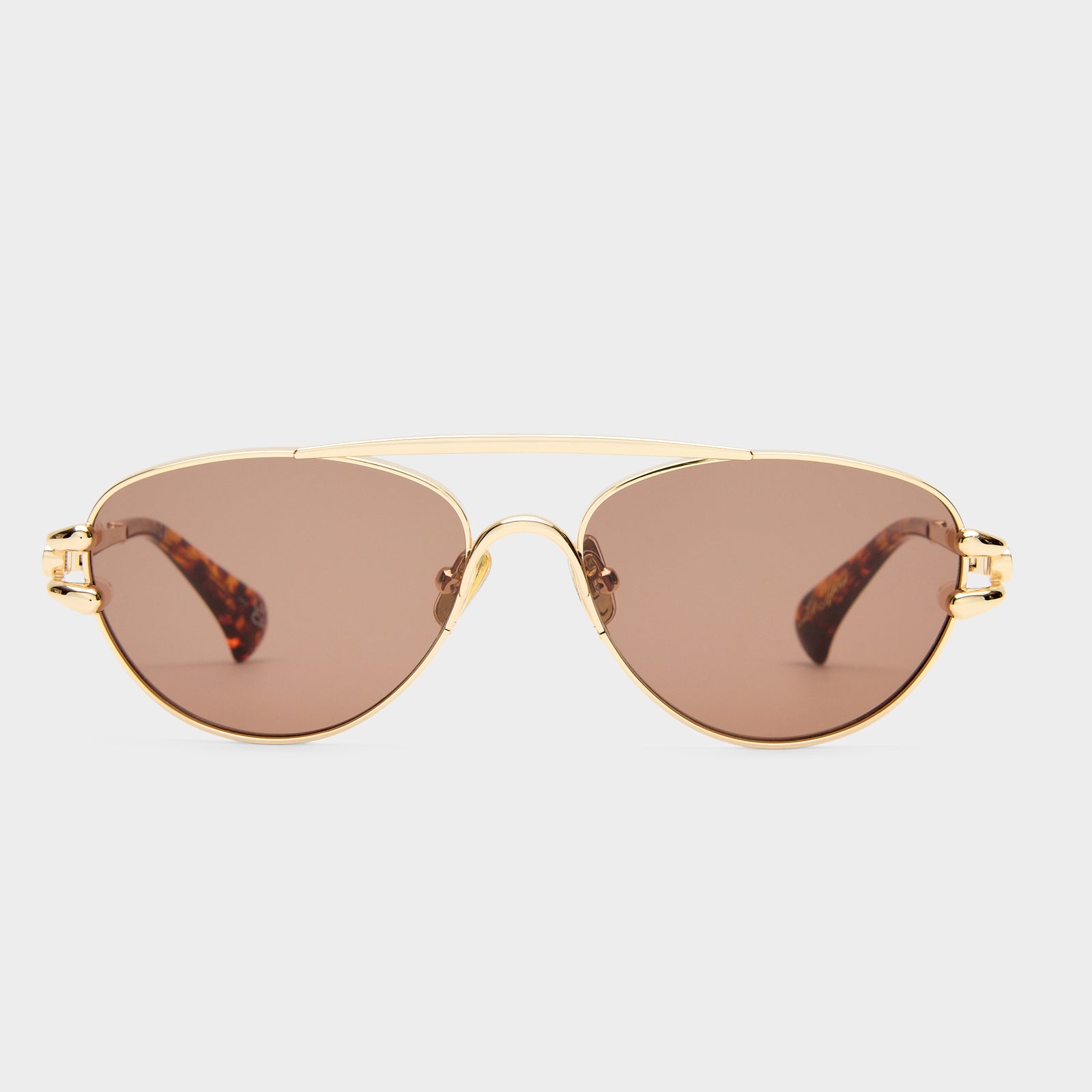 Numero Seis Bright Gold Female Aviator Sunglasses | Le Specs