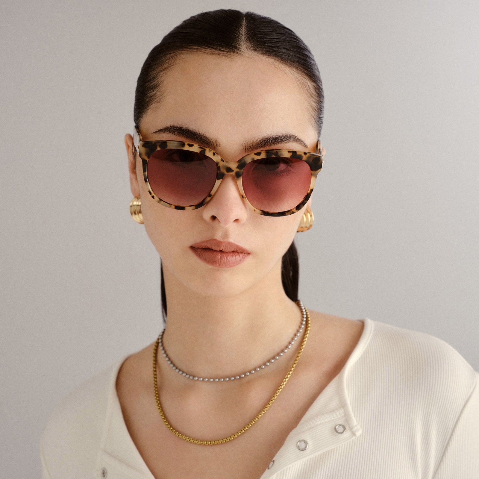 Maiden Dalmation Tort Female Square Sunglasses | Le Specs