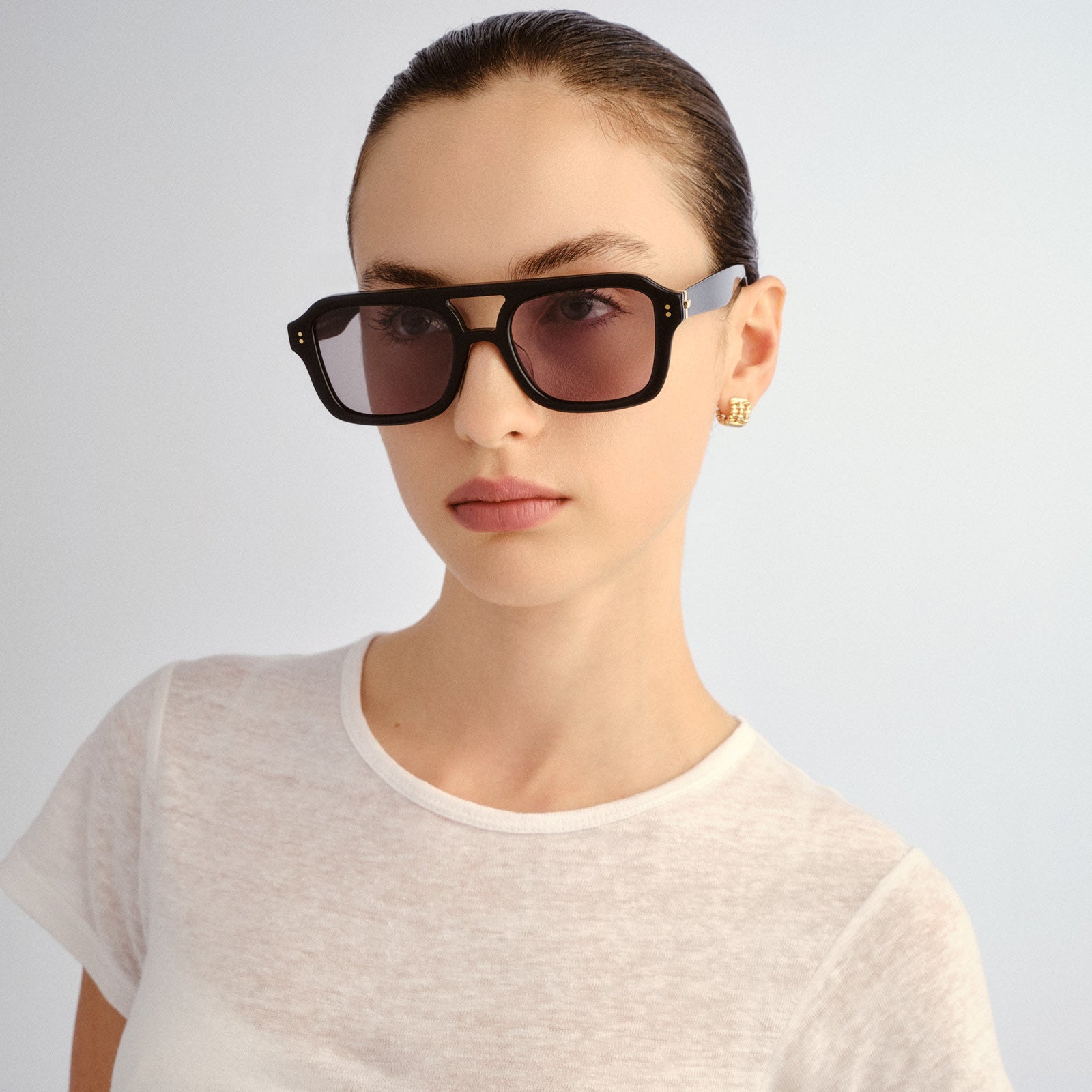 Subtext Black Uni-Sex Aviator Sunglasses | Le Specs