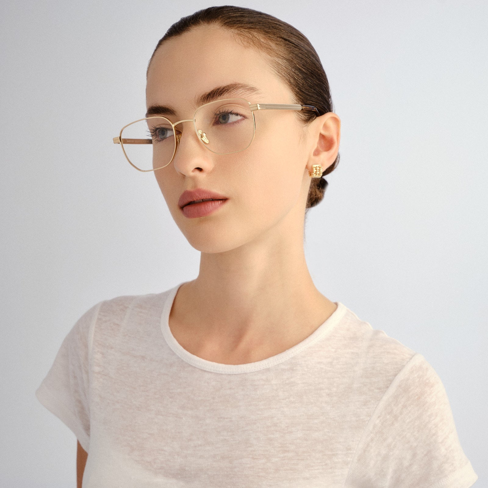 Hard Copy Gold Uni-Sex Square Optical Frames | Le Specs